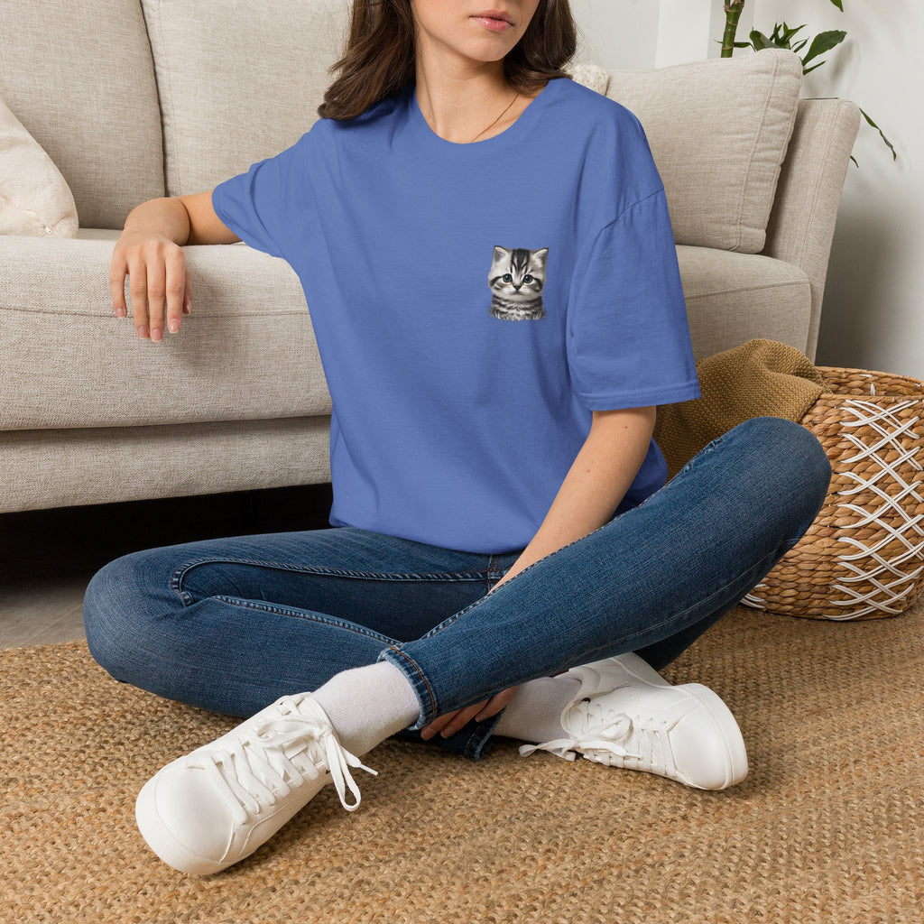 Proper Kitten Portrait T-Shirt | Small Chest Pocket Illustration- Bestie Best Collection