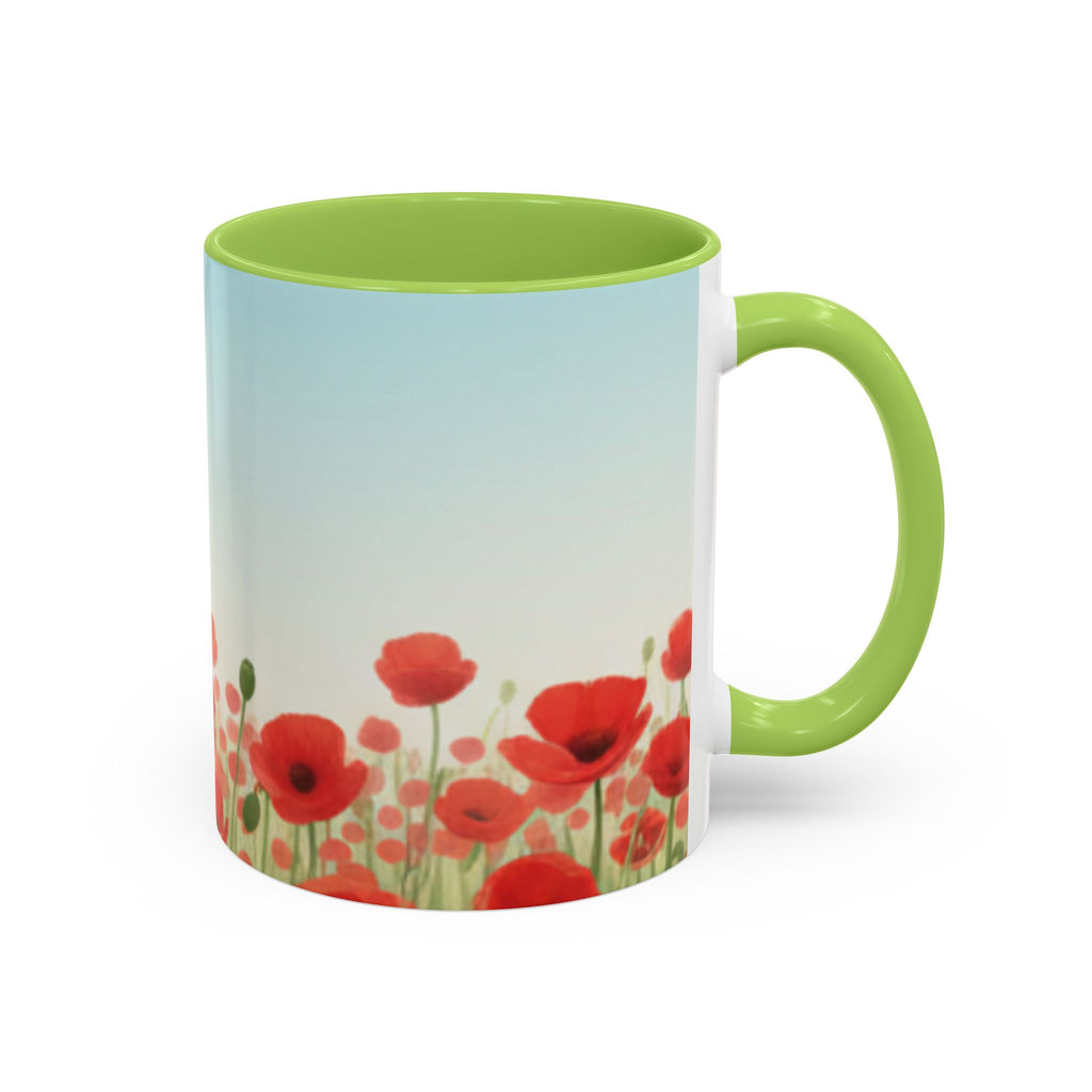 Poppy Field Accent Coffee Mug — Floral 11/15oz Ceramic Morning Cup Bright Uplifting