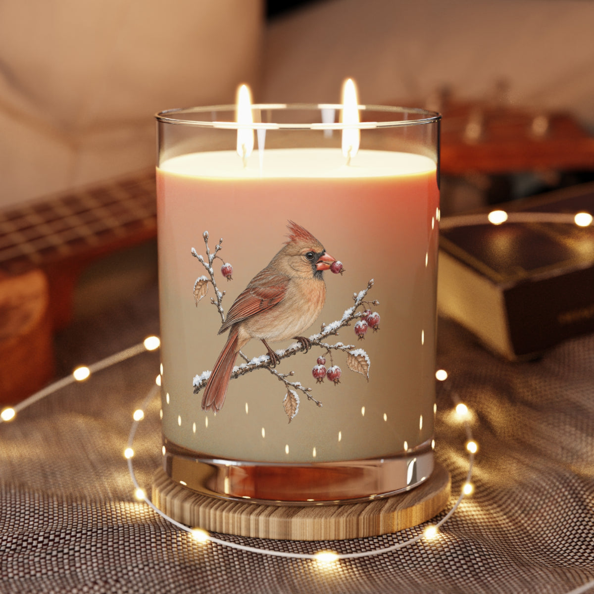 Cardinal Bird on a Snowy Branch Scented Candle
