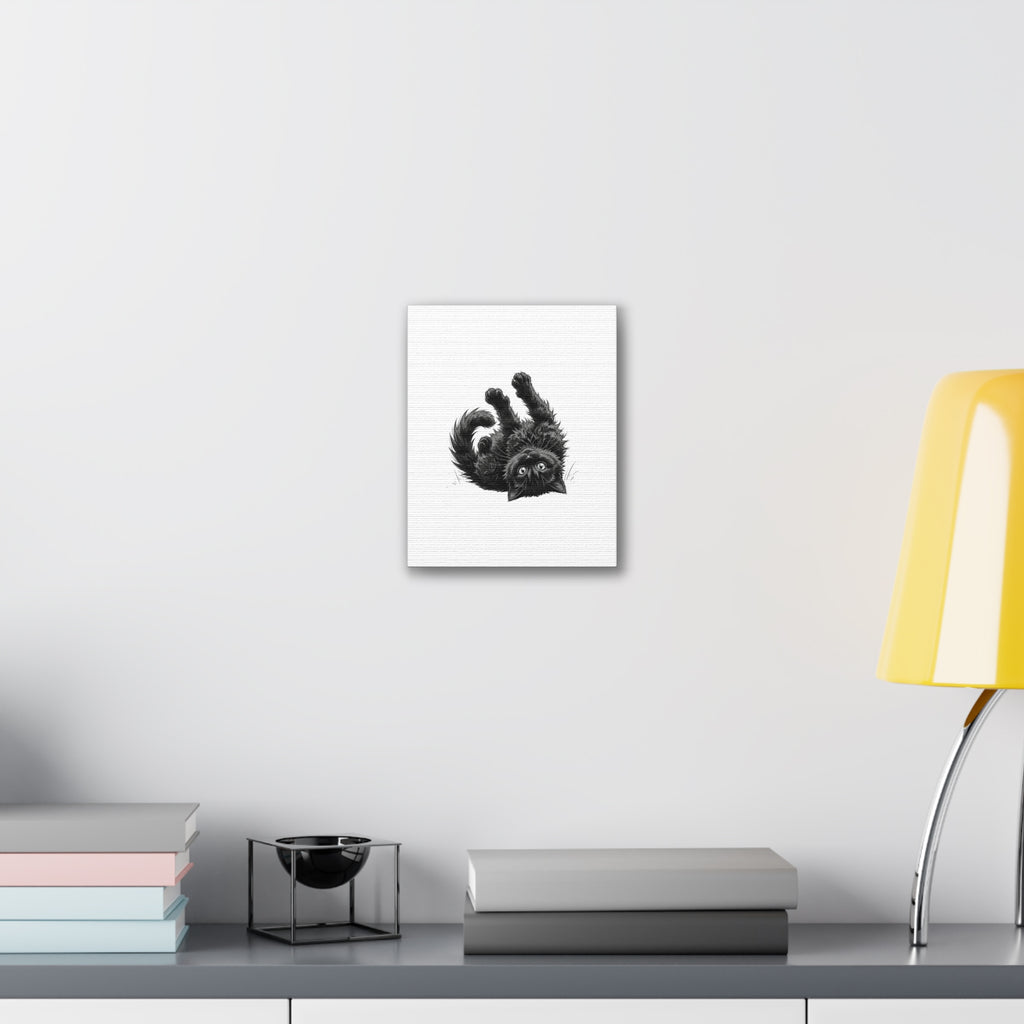 Playful Fluffy Black Kitten Canvas- Twixie Collection- Bestie Best Decor Collection