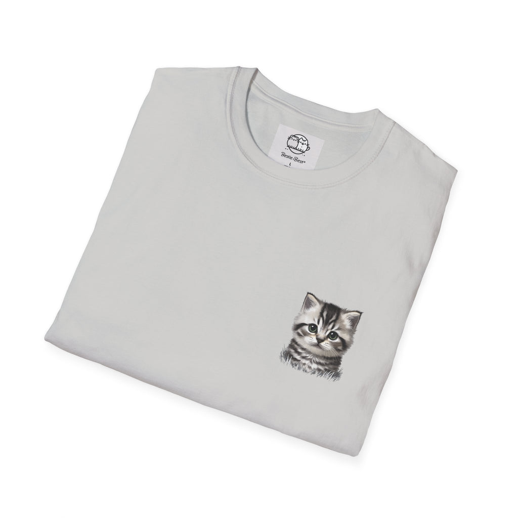 Proper Kitten Portrait T-Shirt | Small Chest Pocket Illustration- Bestie Best Collection
