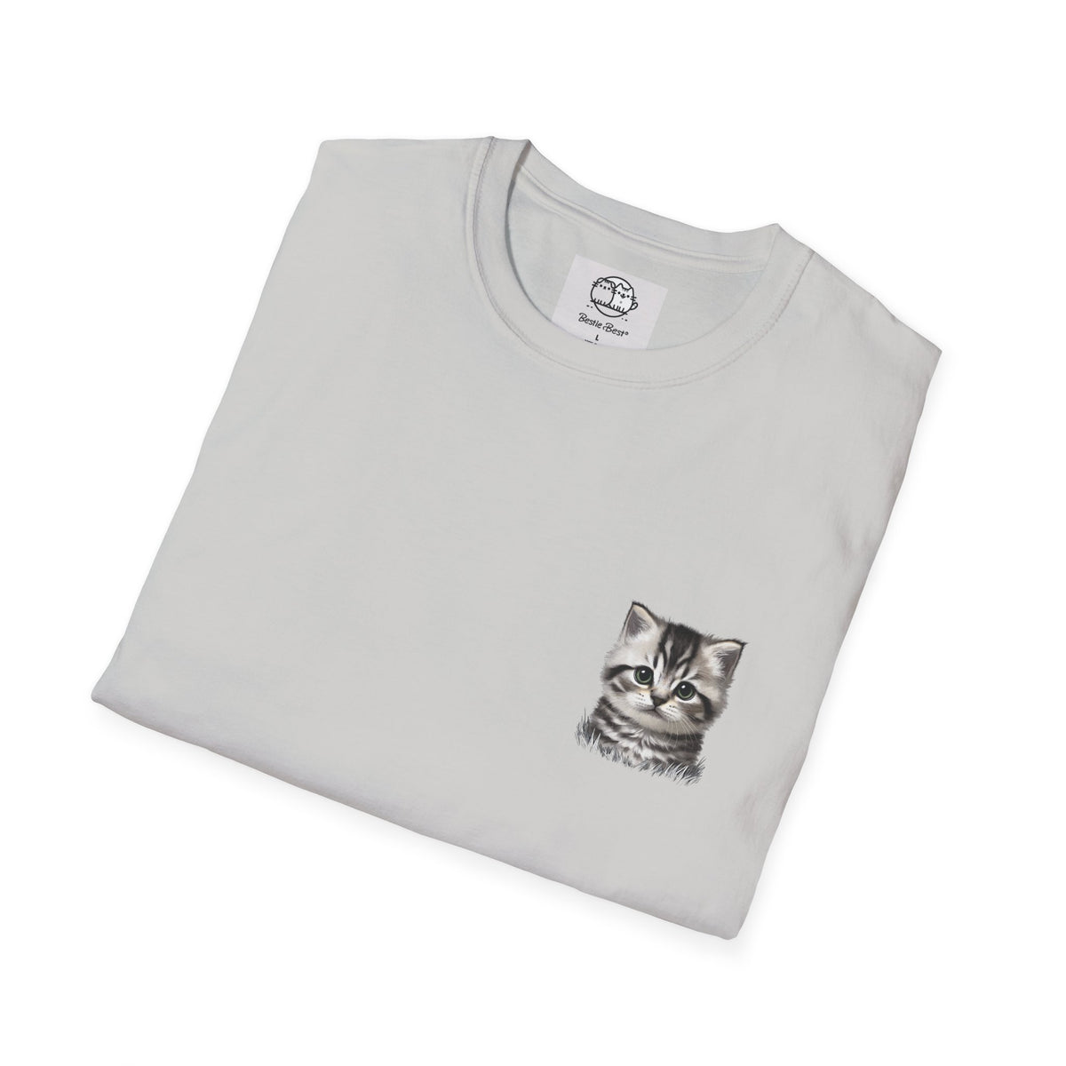 Proper Kitten Portrait T-Shirt | Small Chest Pocket Illustration- Bestie Best Collection