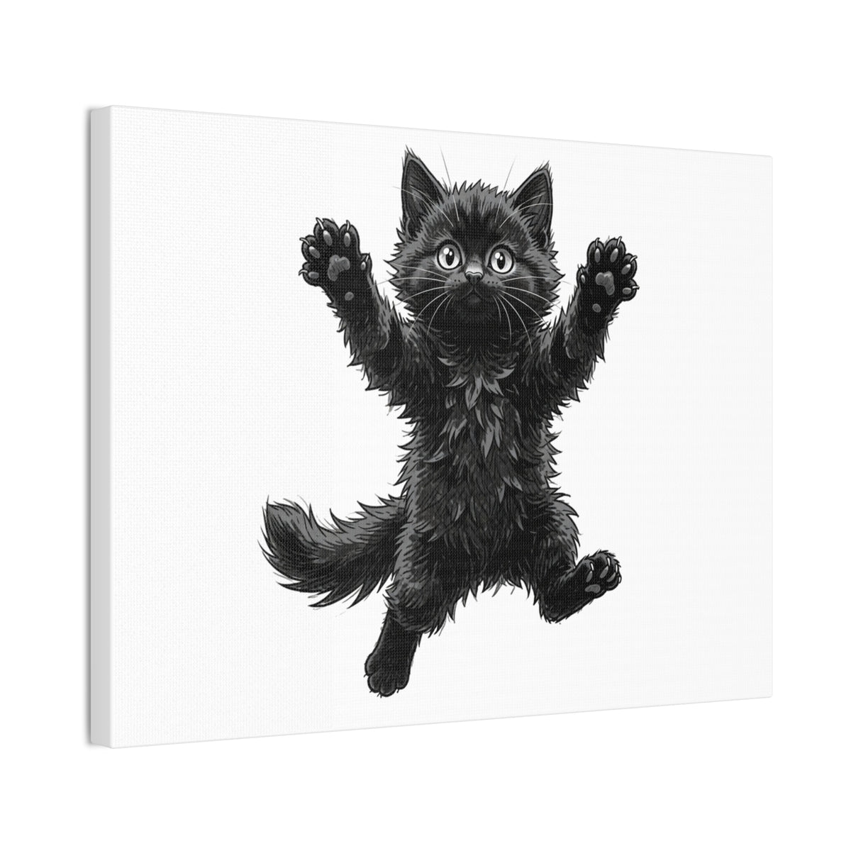 Playful Fluffy Black Kitten Canvas- Twixie Collection- Bestie Best Decor Collection