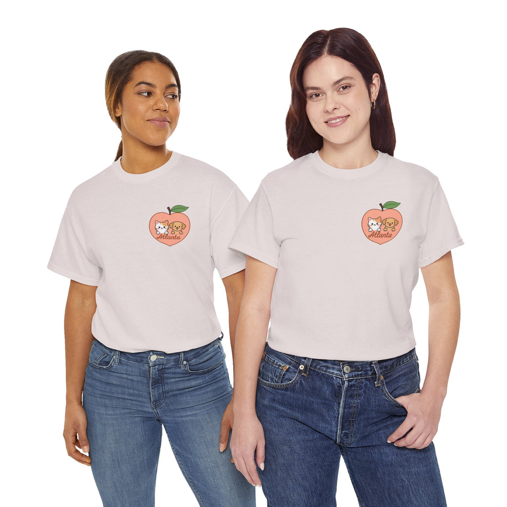 ATLANTA Peach Kitten & Doggie Tee | Cute GA Peach Illustration T-Shirt