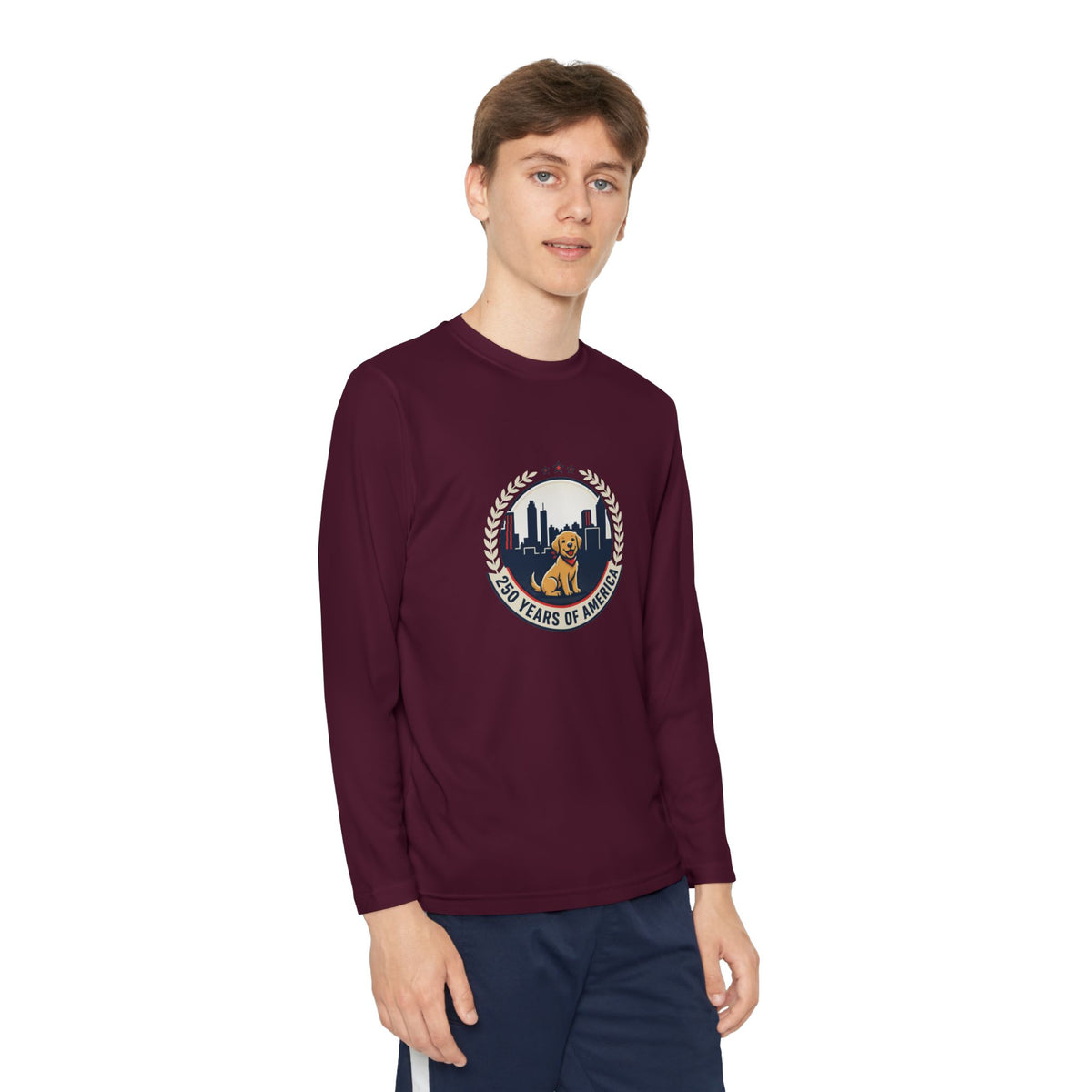 250 Years Celebration With Labrador in City Atlanta Skyline Tee | Youth Long Sleeve