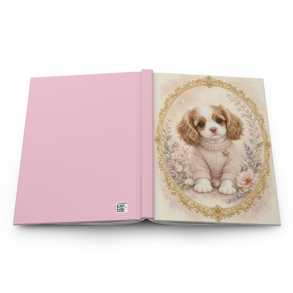 Copy of Cute Cavalier Puppy in Sweater Portrait Hardcover Journal | Floral Vintage Frame- Bestie Best Journal Collection