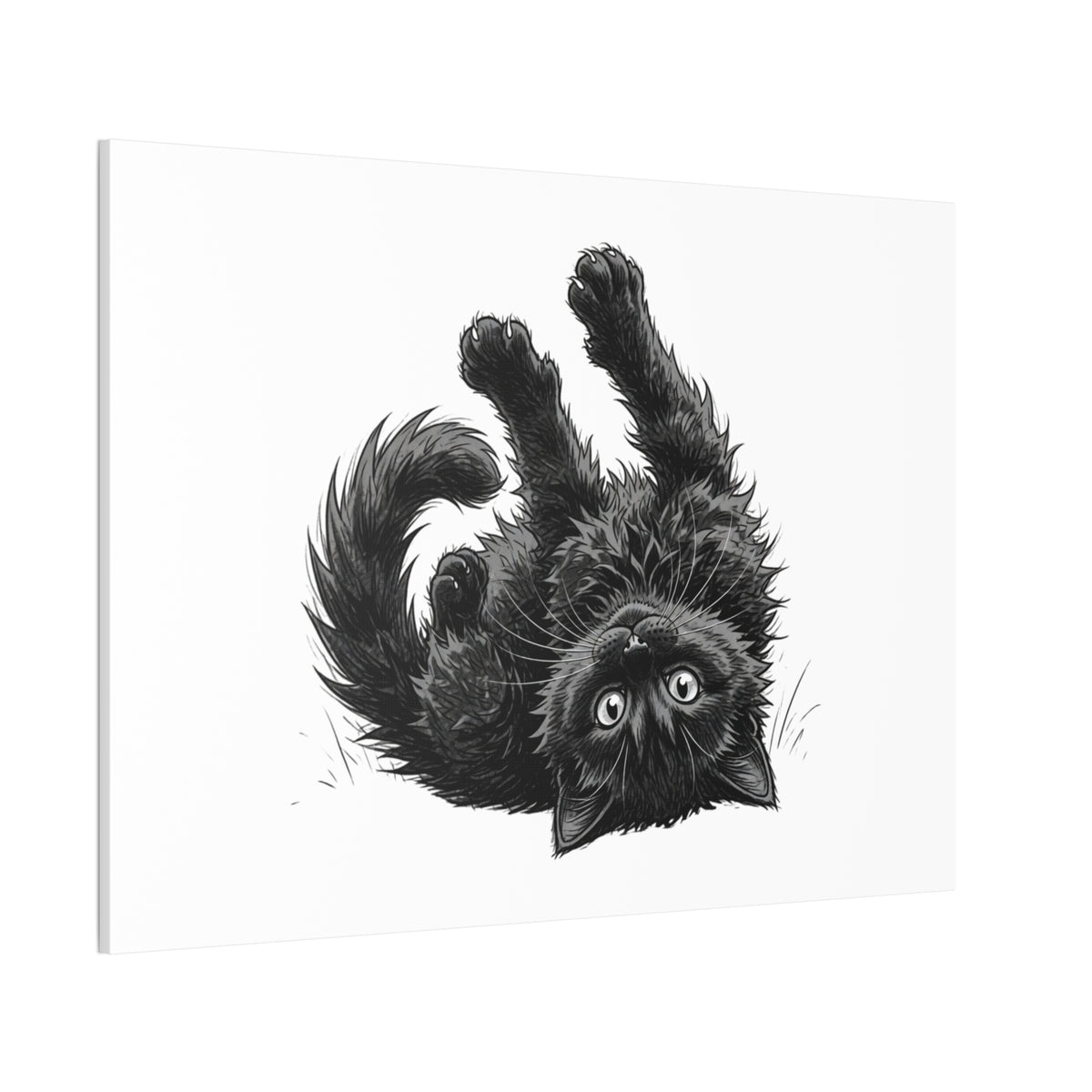 Playful Fluffy Black Kitten Canvas- Twixie Collection- Bestie Best Decor Collection