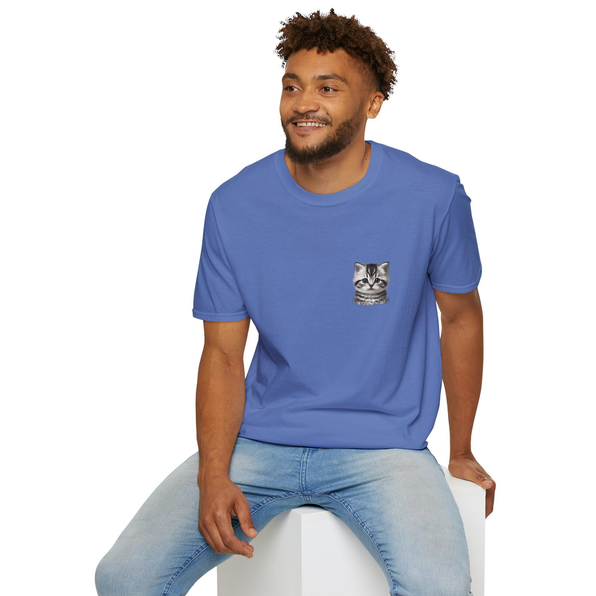 Proper Kitten Portrait T-Shirt | Small Chest Pocket Illustration- Bestie Best Collection