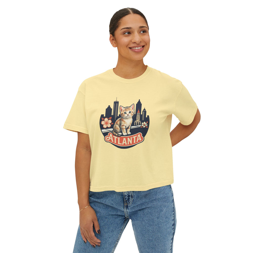 Atlanta Skyline Cat Tee | Peachy Retro City Cat Shirt
