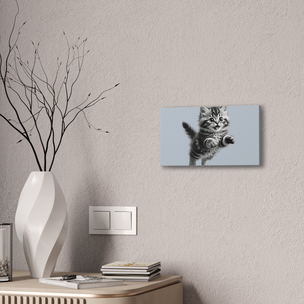 Playful tabby Kitten Canvas- Sage Collection- Bestie Best Decor Collection