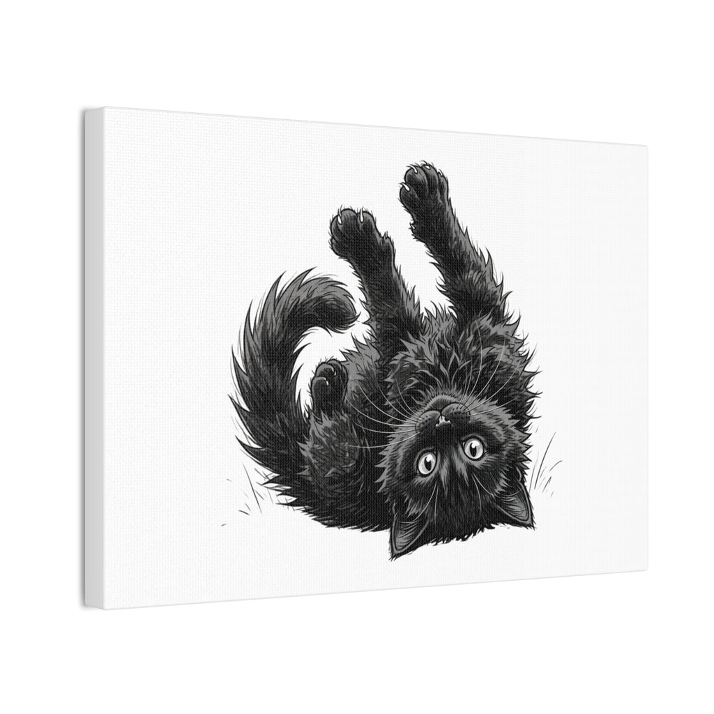 Playful Fluffy Black Kitten Canvas- Twixie Collection- Bestie Best Decor Collection