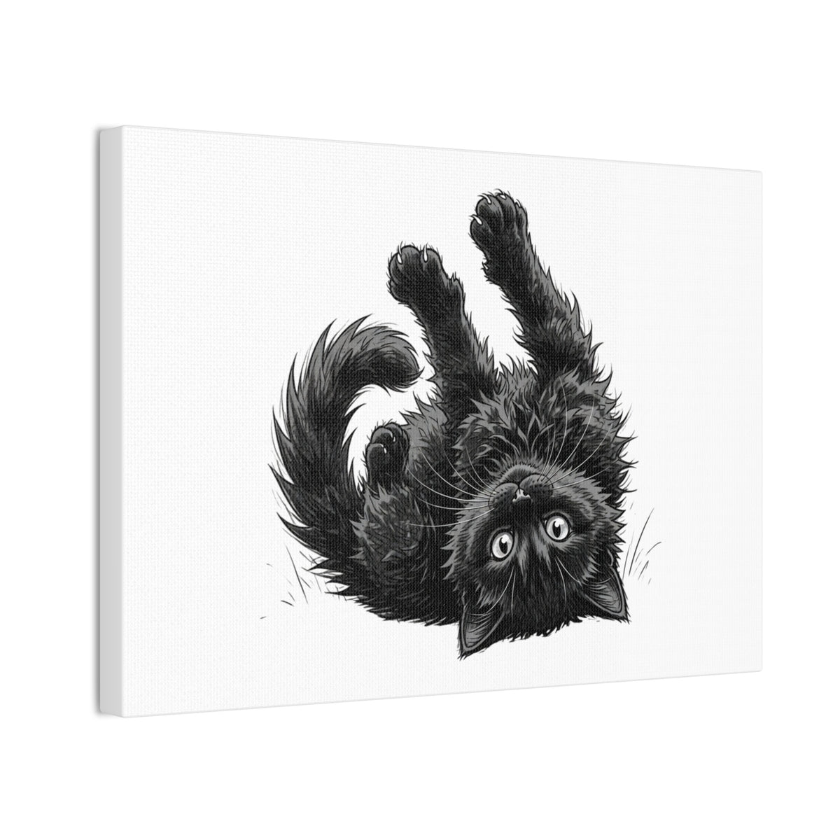 Playful Fluffy Black Kitten Canvas- Twixie Collection- Bestie Best Decor Collection