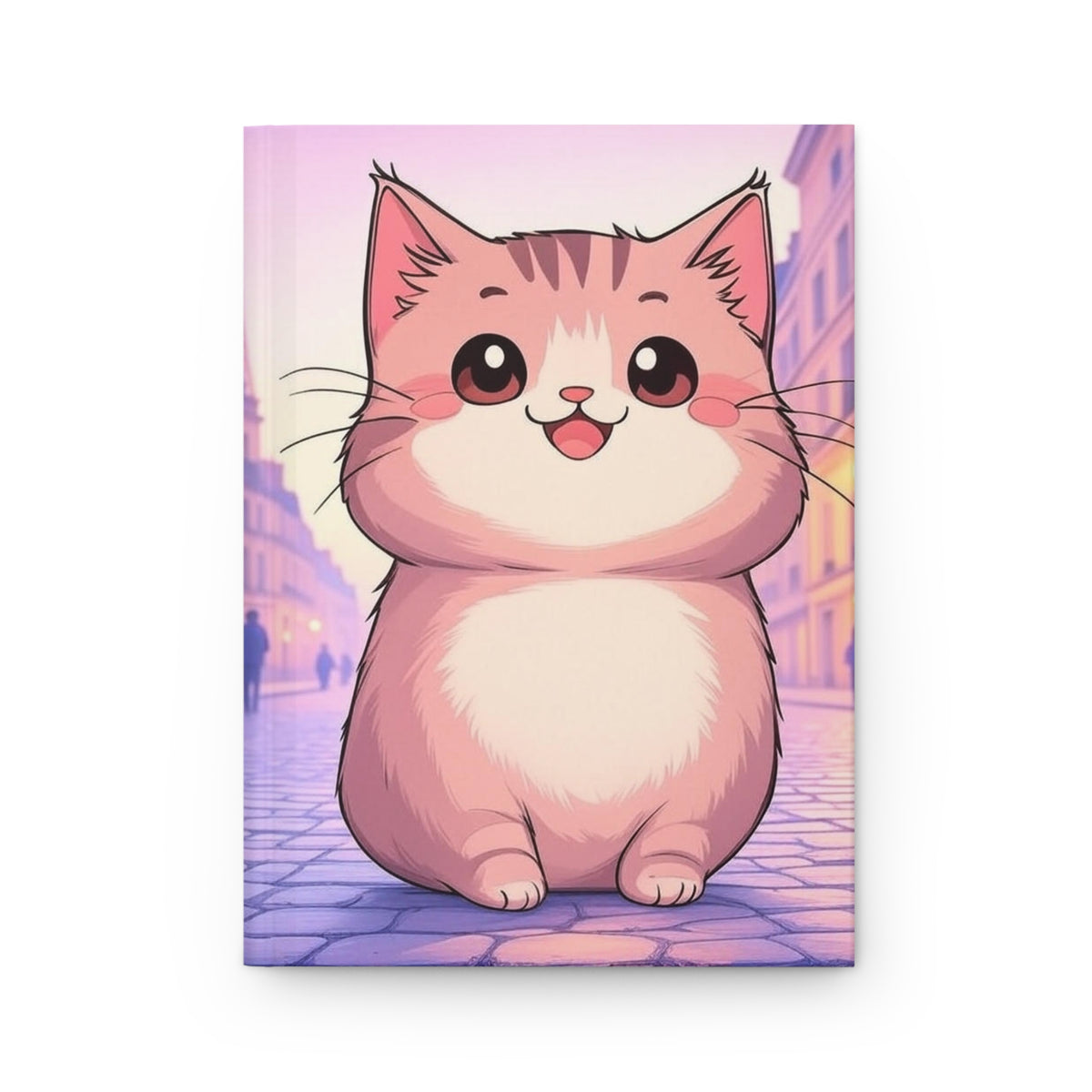 Cute Pink Cat Journal | Hardcover Notebook, Kawaii Kitty Illustration