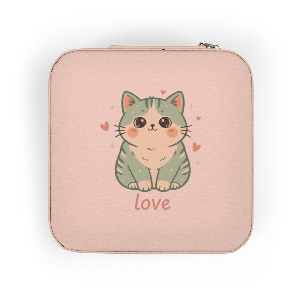 Cute Kitty Love Tabby Cat Jewelry Travel Case | Compact Organizer
