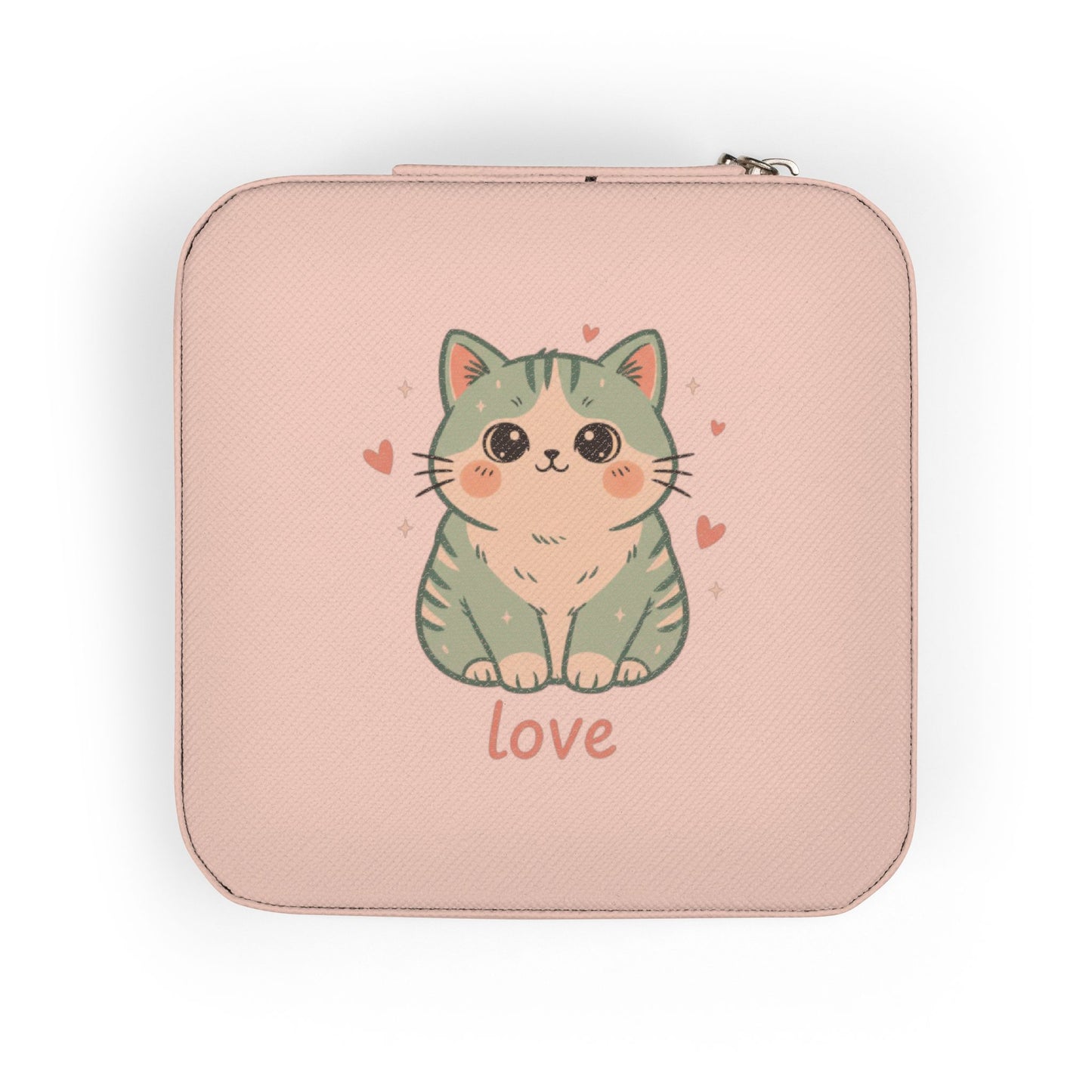 Cute Kitty Love Tabby Cat Jewelry Travel Case | Compact Organizer