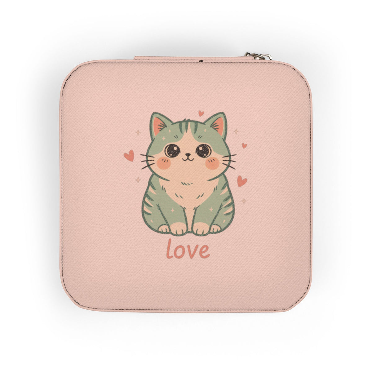 Cute Kitty Love Tabby Cat Jewelry Travel Case | Compact Organizer