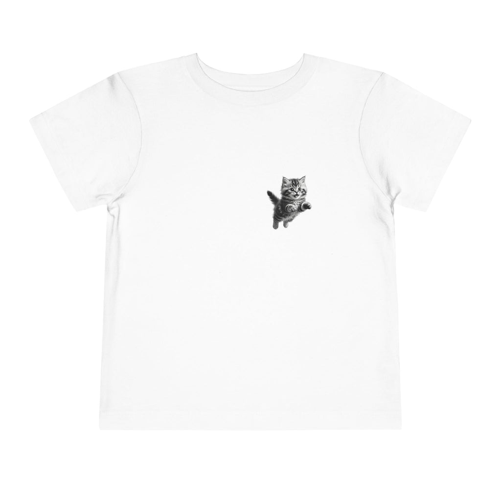 Playful Fluffy Tabby Kitten Graphic Toddler Tee | Cute Cat Illustration- Sage Collection- Bestie Best Collection