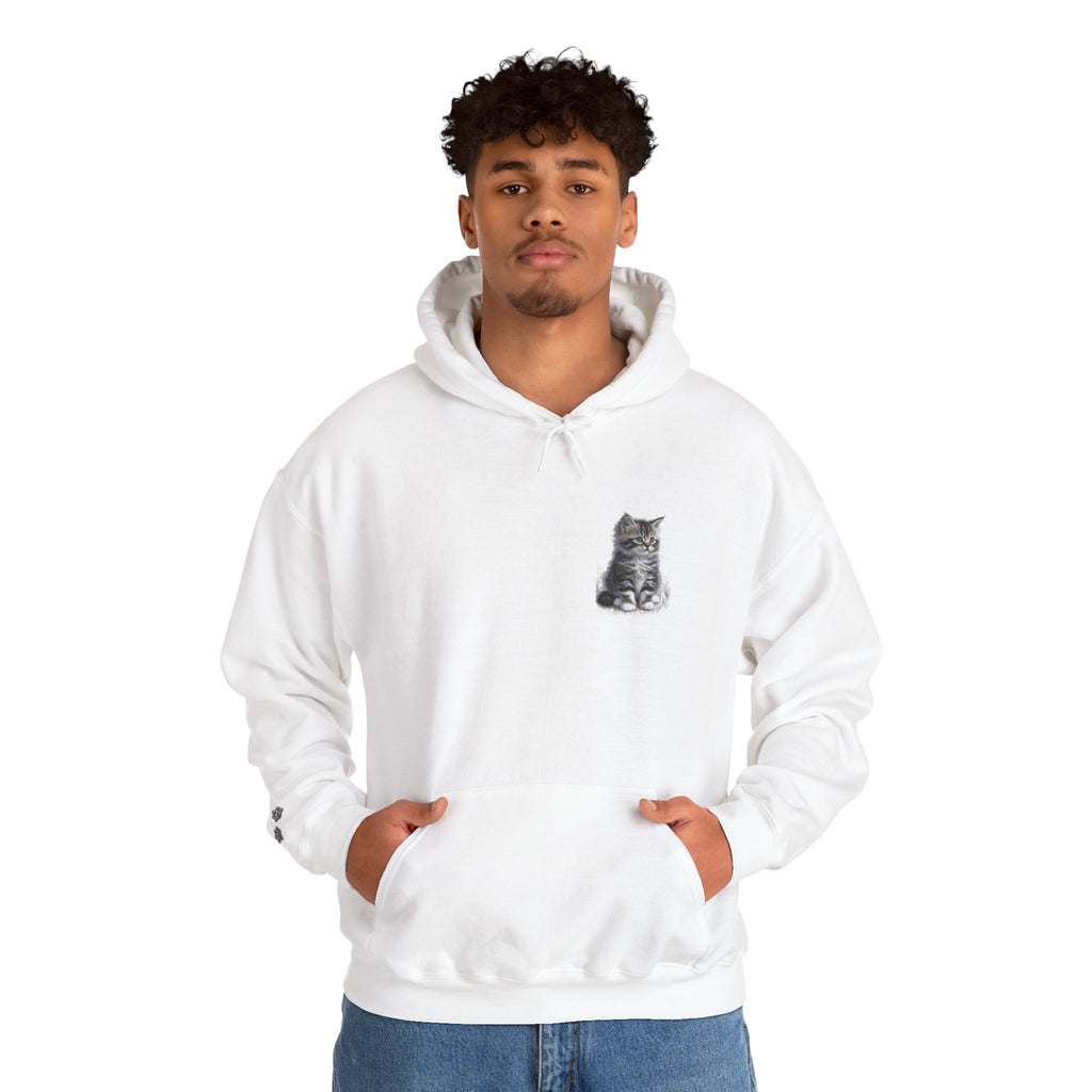 Fluffy Kitten Diego-Cat Lover Hoodie with Paw Print Design