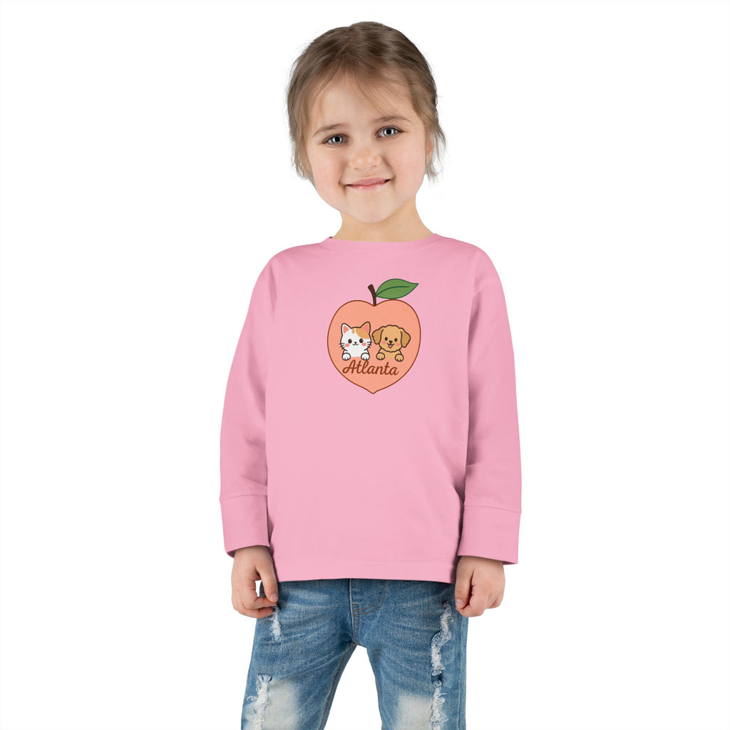 ATLANTA Peach Puppy and Kitten Toddler long sleeve tee | Cute Georgia design