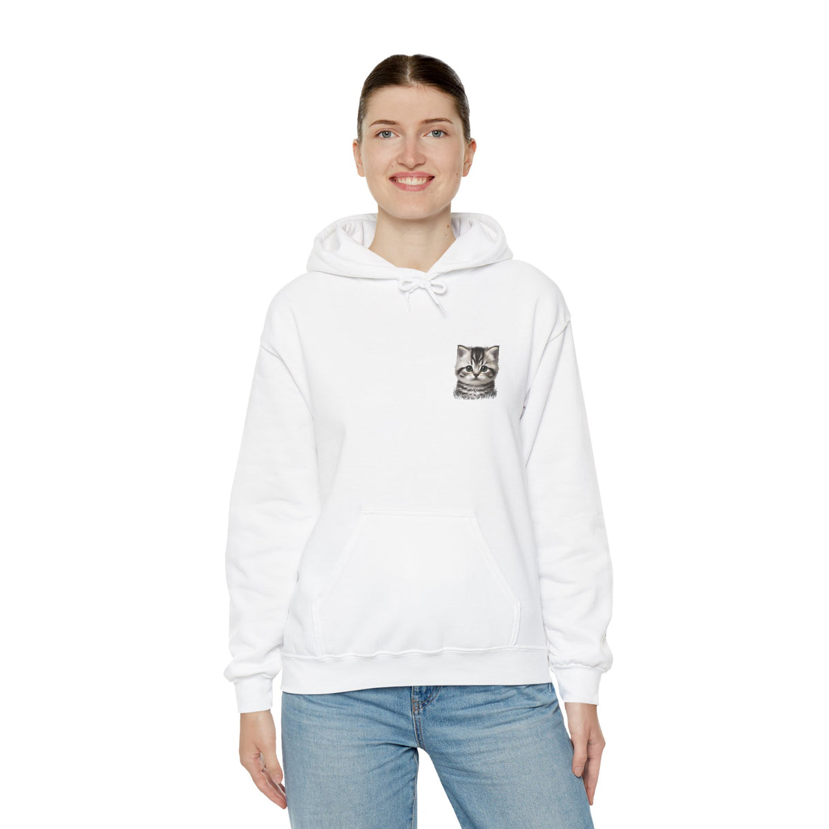 Proper Cat Portrait Illustration Hoodie | Small Chest Print, Bestie Best Collection