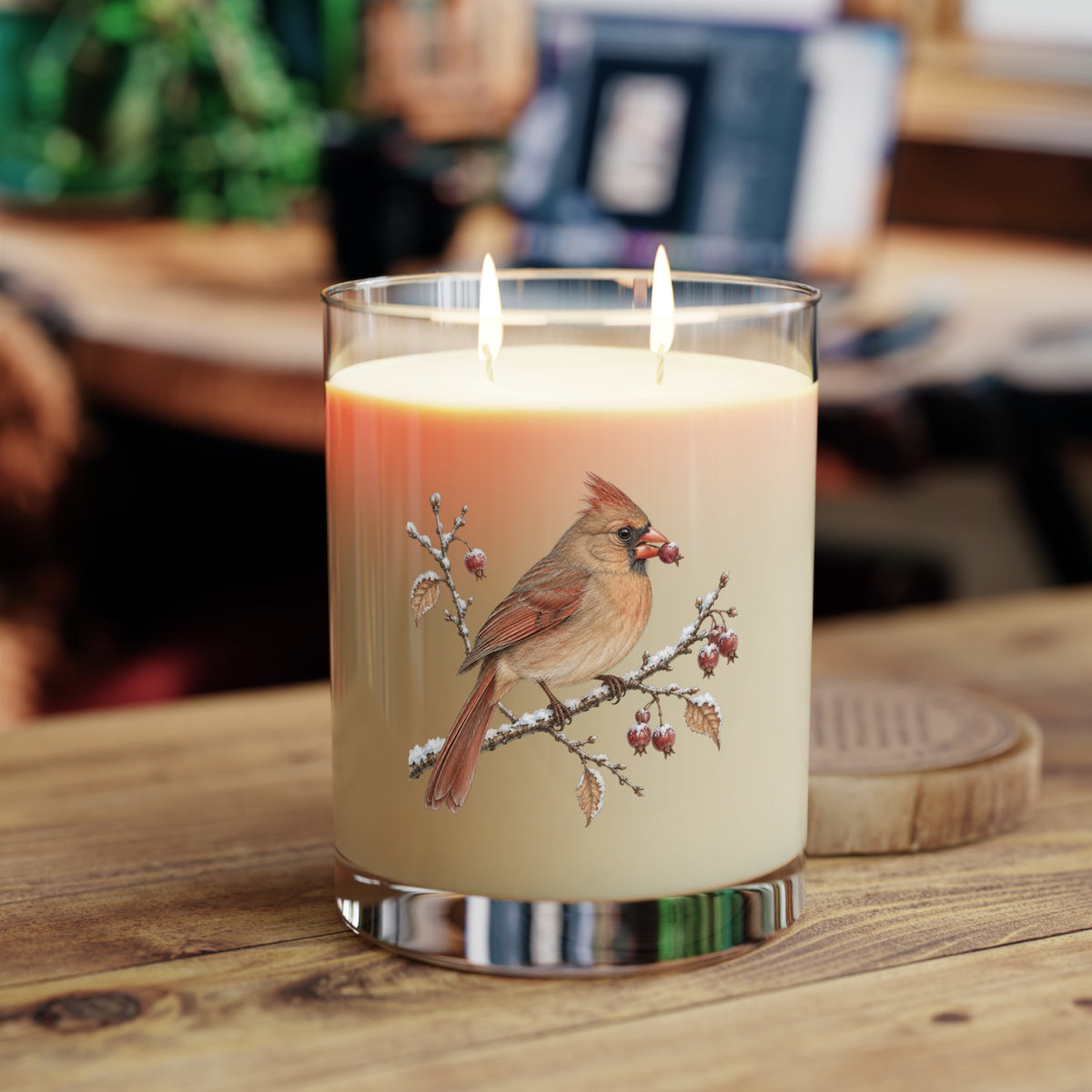 Cardinal Bird on a Snowy Branch Scented Candle