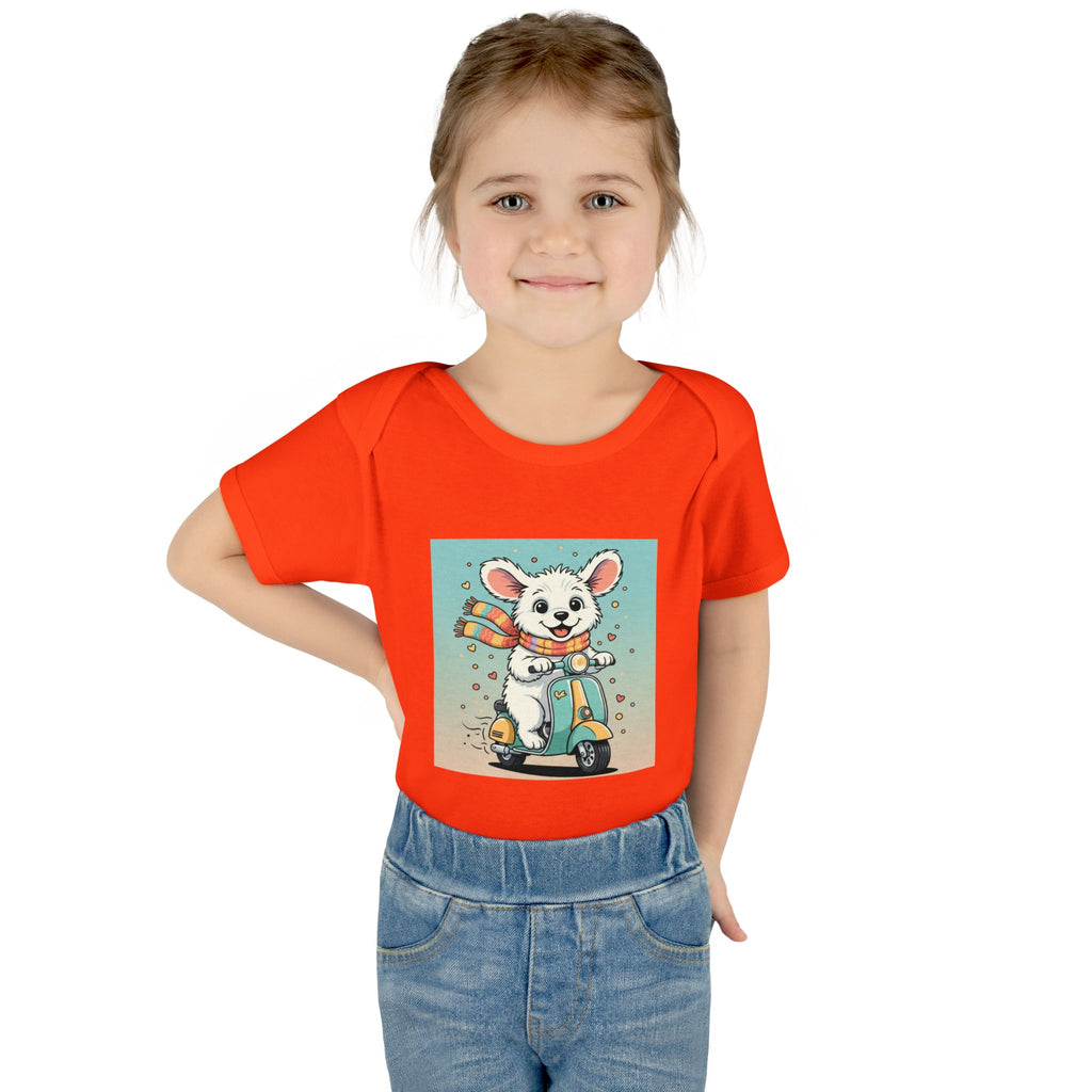 Cute Puppy & his Scooter- Infant Baby Rib Bodysuit- Unisex