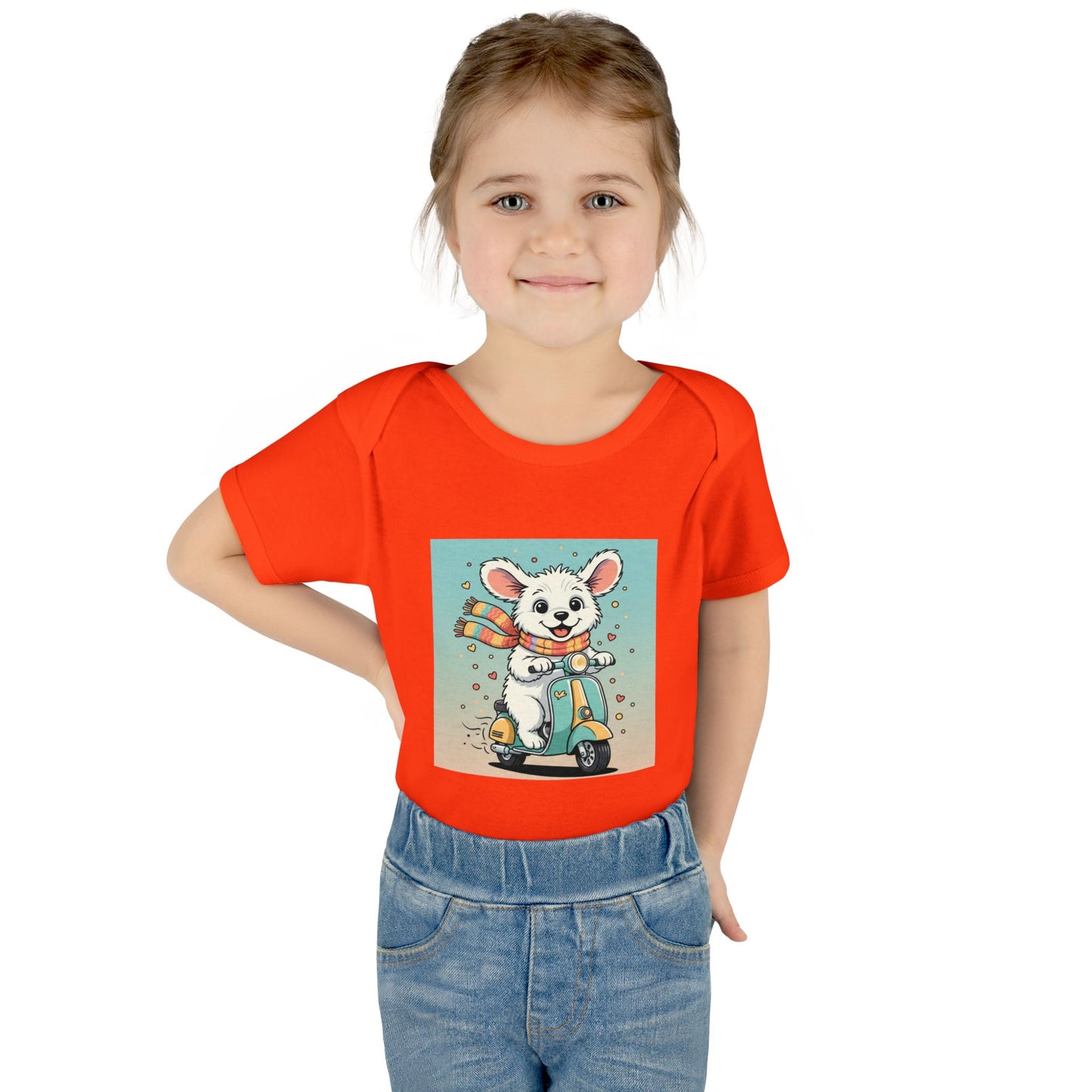 Cute Puppy & his Scooter- Infant Baby Rib Bodysuit- Unisex