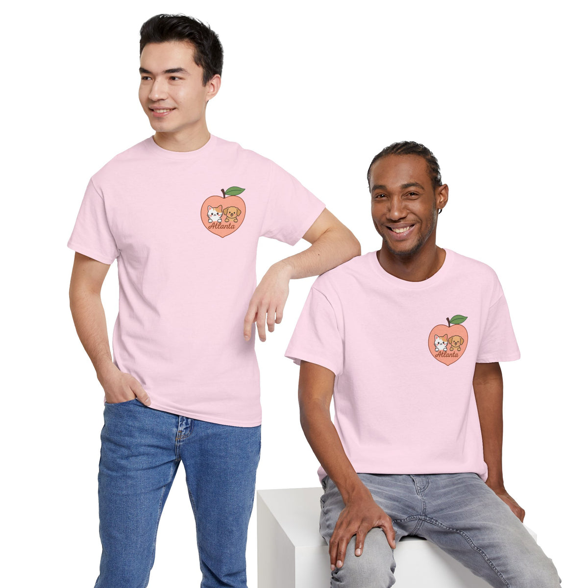 ATLANTA Peach Kitten & Doggie Tee | Cute GA Peach Illustration T-Shirt
