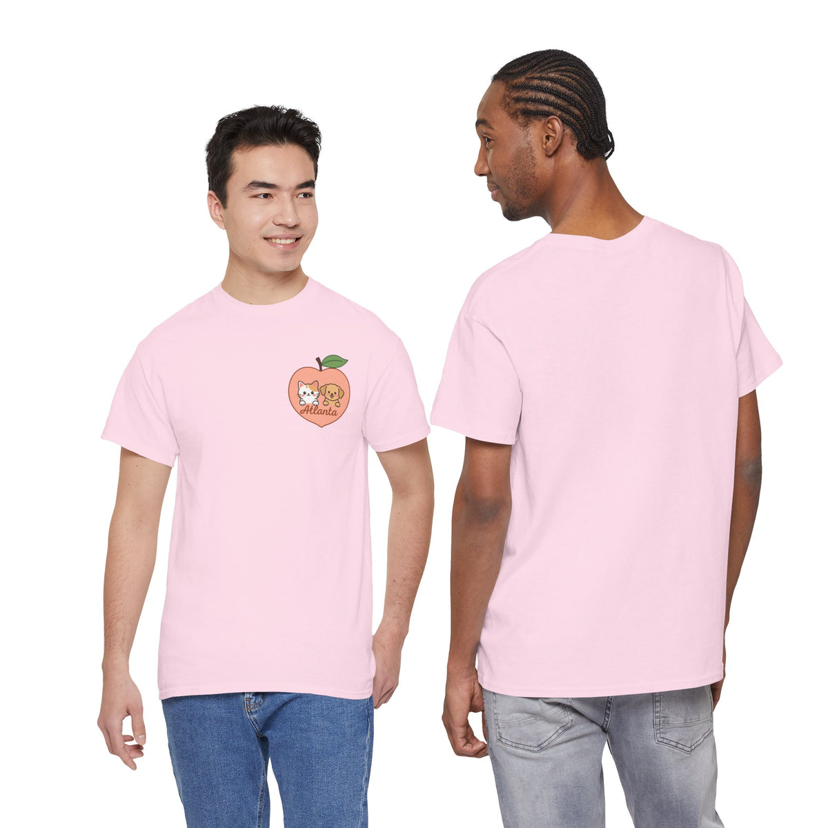 ATLANTA Peach Kitten & Doggie Tee | Cute GA Peach Illustration T-Shirt