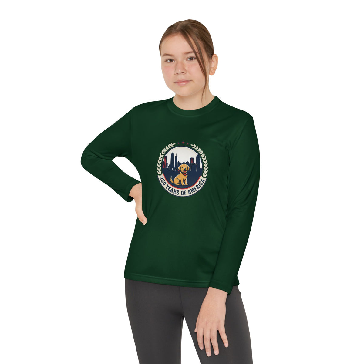 250 Years Celebration With Labrador in City Atlanta Skyline Tee | Youth Long Sleeve