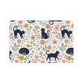 Black Cat Floral Pattern Pet Food Mat | 12x18 Cat Feeding Placemat- Bestie Best Collection