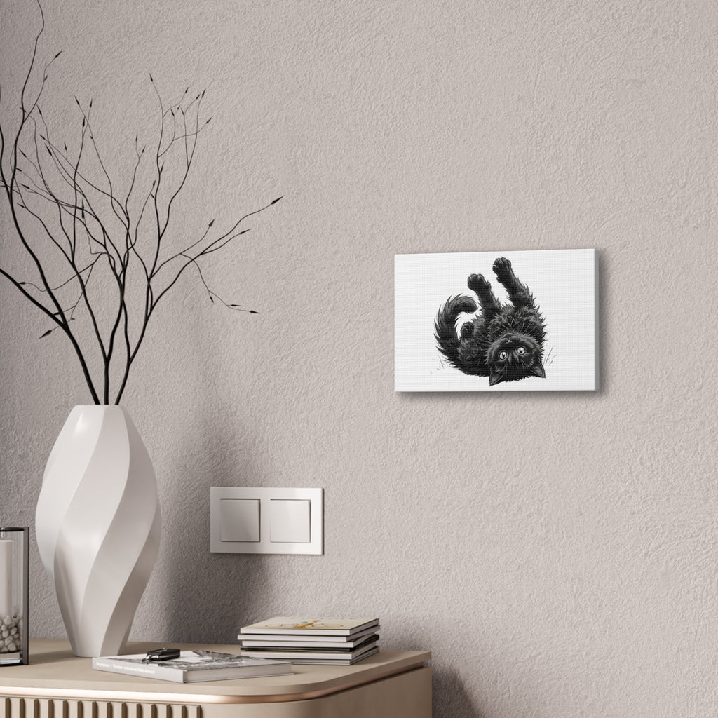 Playful Fluffy Black Kitten Canvas- Twixie Collection- Bestie Best Decor Collection