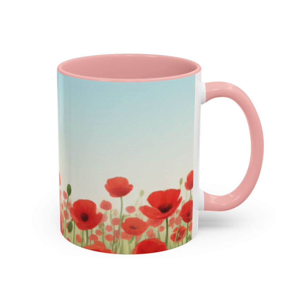 Poppy Field Accent Coffee Mug — Floral 11/15oz Ceramic Morning Cup Bright Uplifting