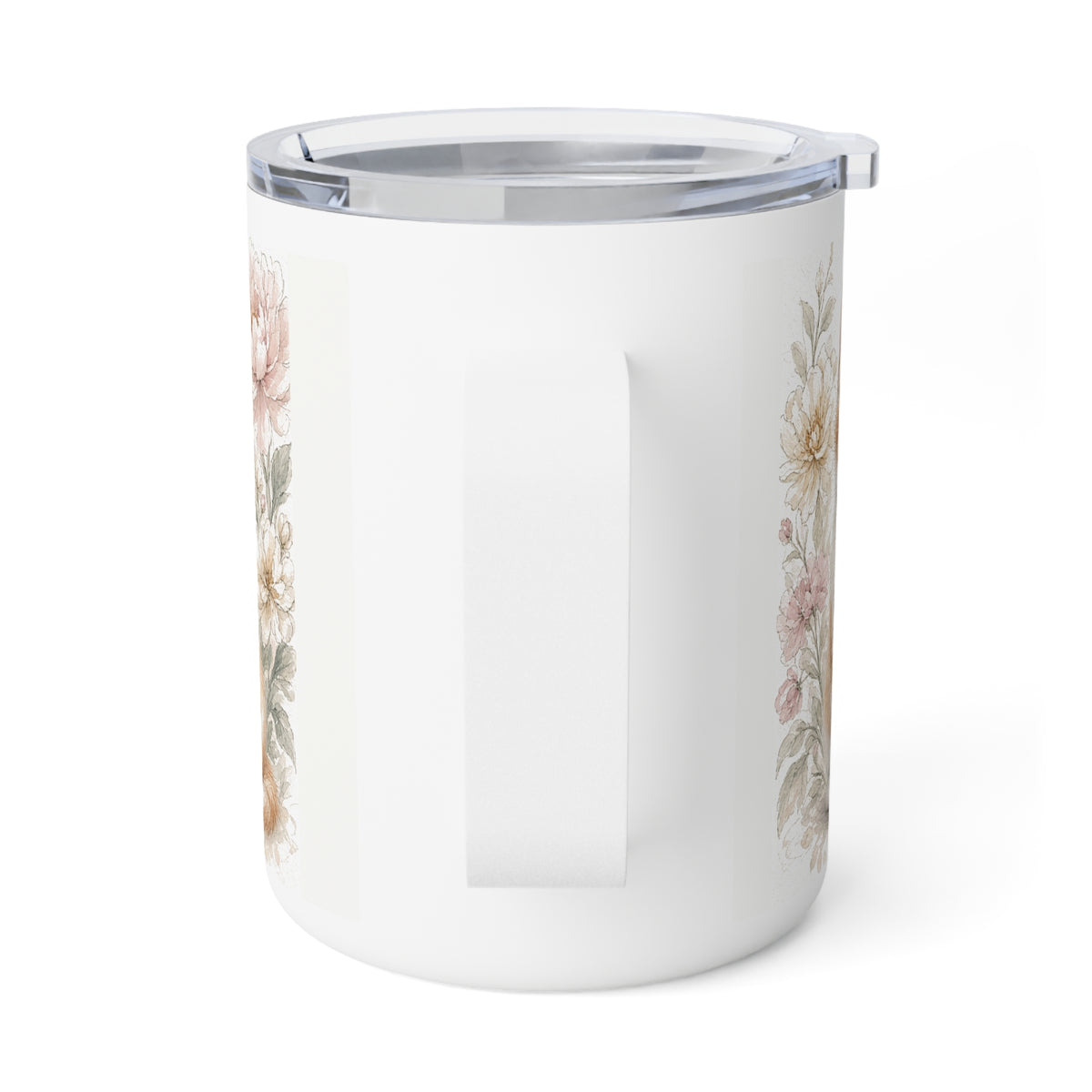 Watercolor Cute Orange Kitty with Vintage Flowers insulated mug | 10oz- Vienna Bestie Best Collection