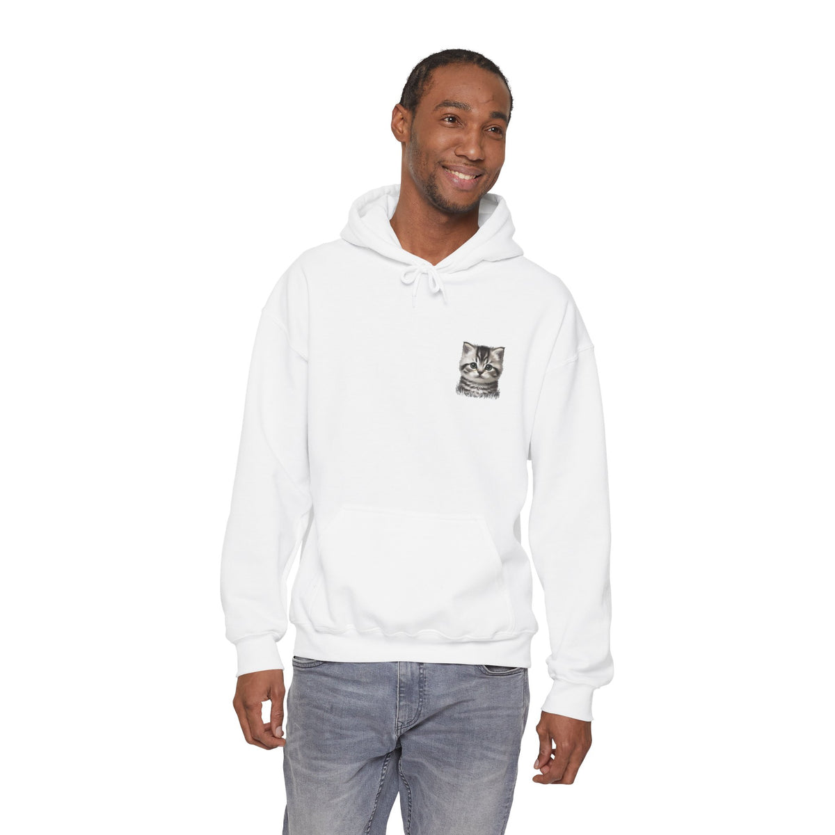 Proper Cat Portrait Illustration Hoodie | Small Chest Print, Bestie Best Collection