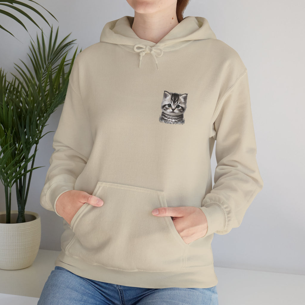 Proper Cat Portrait Illustration Hoodie | Small Chest Print, Bestie Best Collection