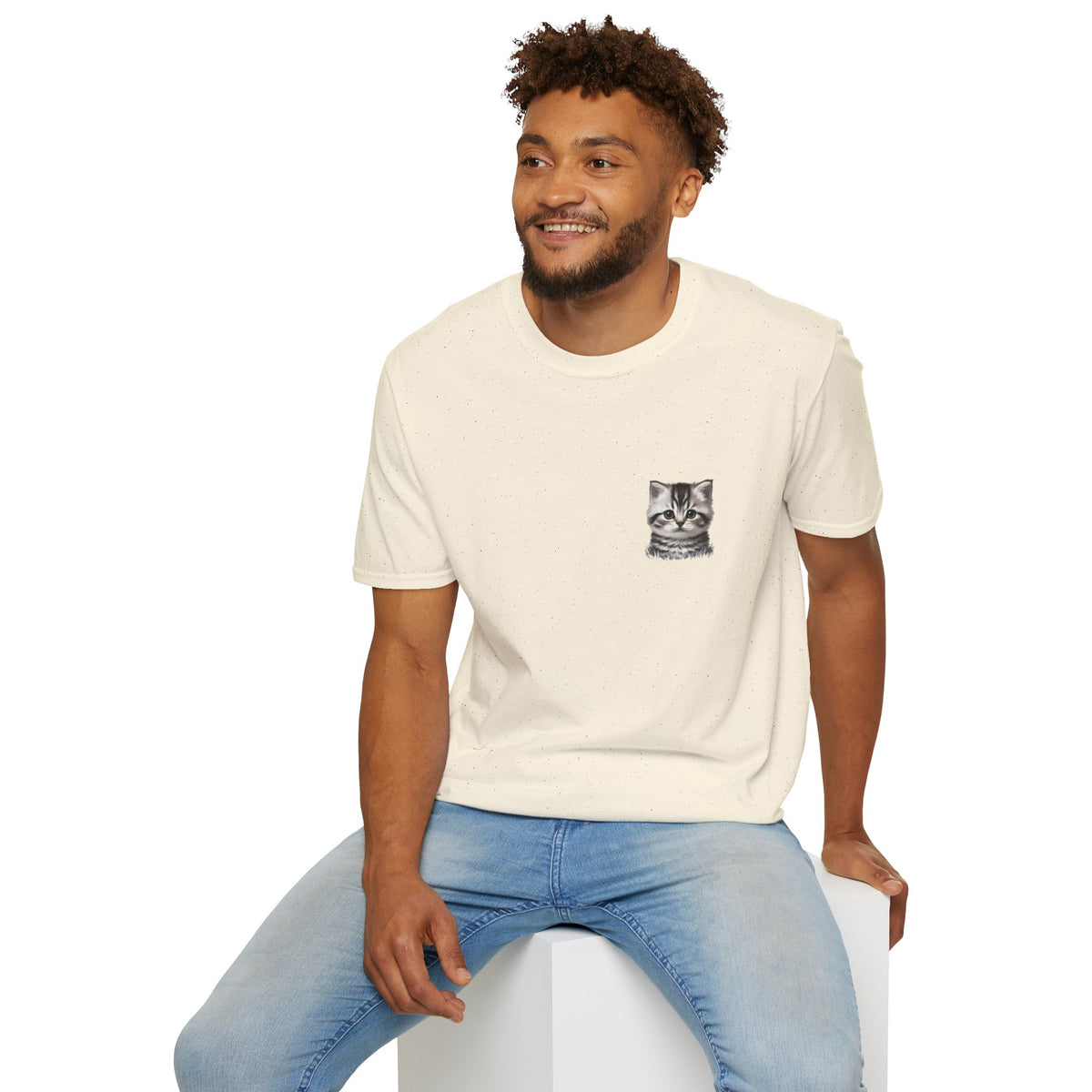 Proper Kitten Portrait T-Shirt | Small Chest Pocket Illustration- Bestie Best Collection