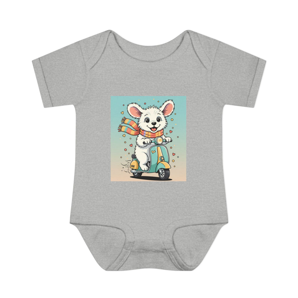 Cute Puppy & his Scooter- Infant Baby Rib Bodysuit- Unisex