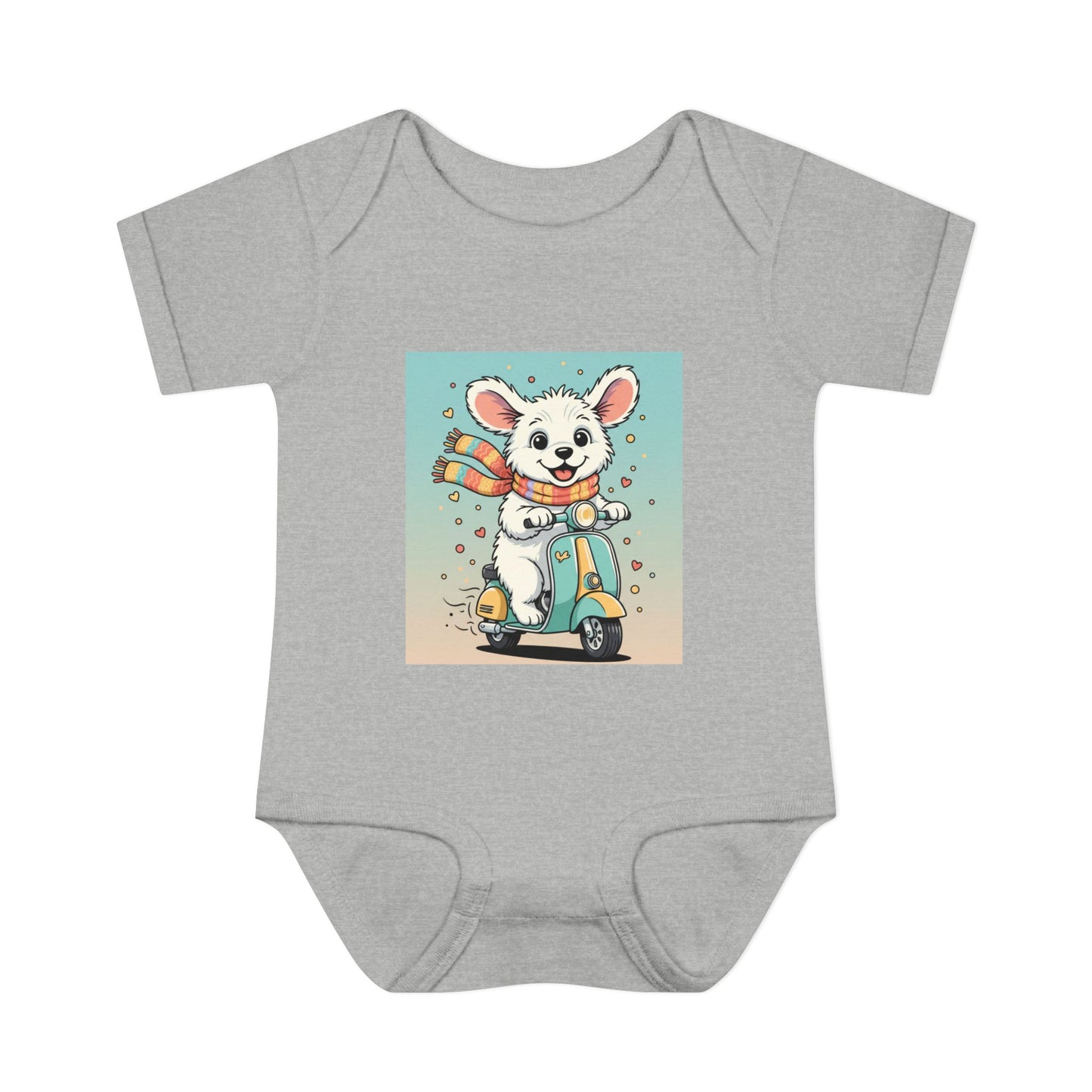 Cute Puppy & his Scooter- Infant Baby Rib Bodysuit- Unisex