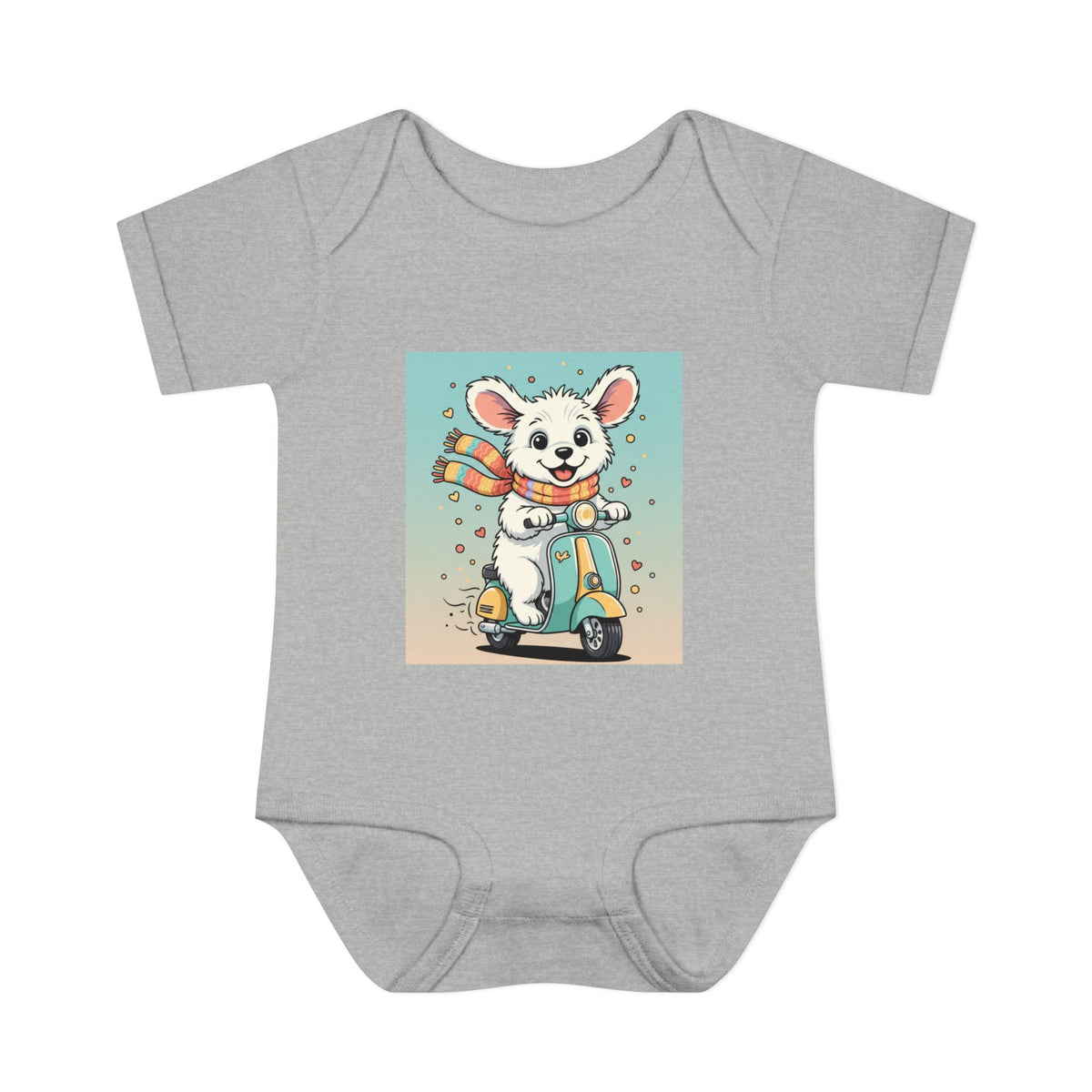 Cute Puppy & his Scooter- Infant Baby Rib Bodysuit- Unisex