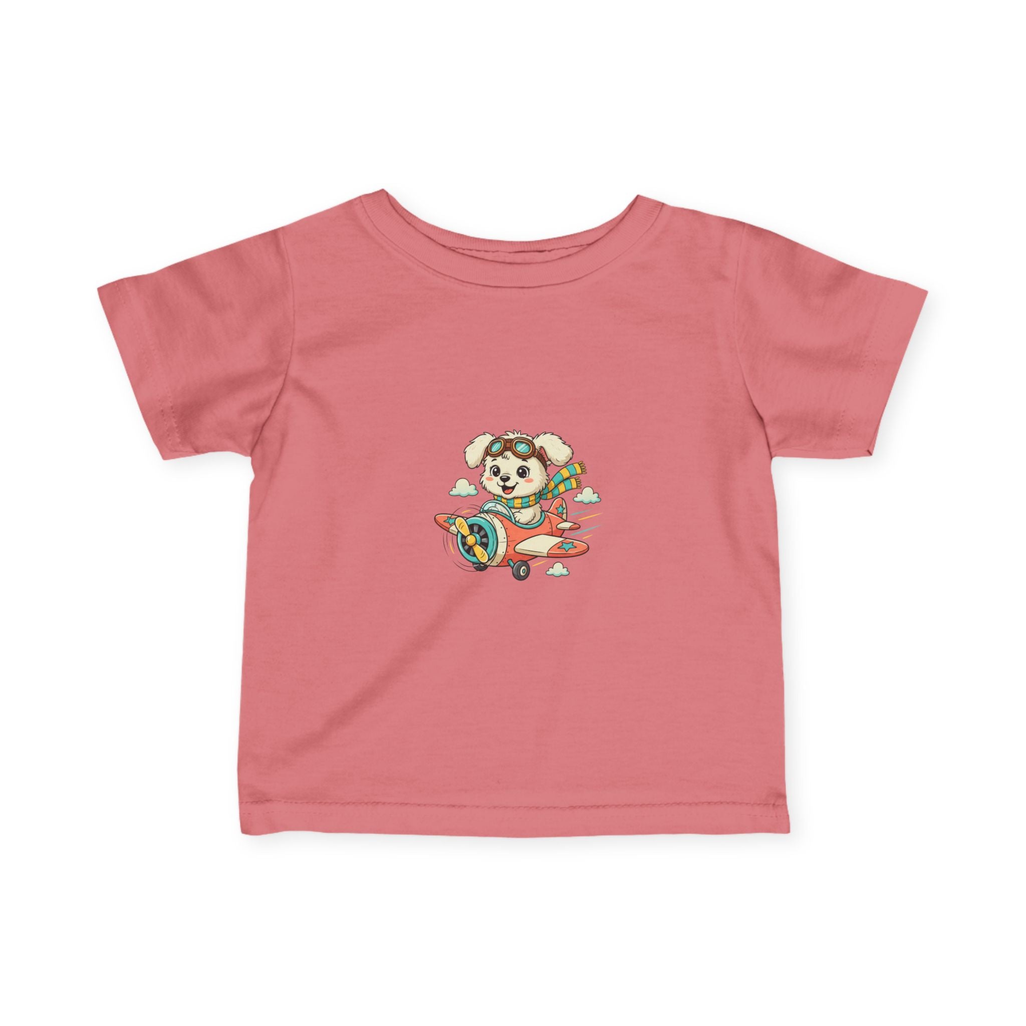 Bestie Best Infant Tee — Cute Pilot Puppy on Airplane- Unisex- Baby Shirt