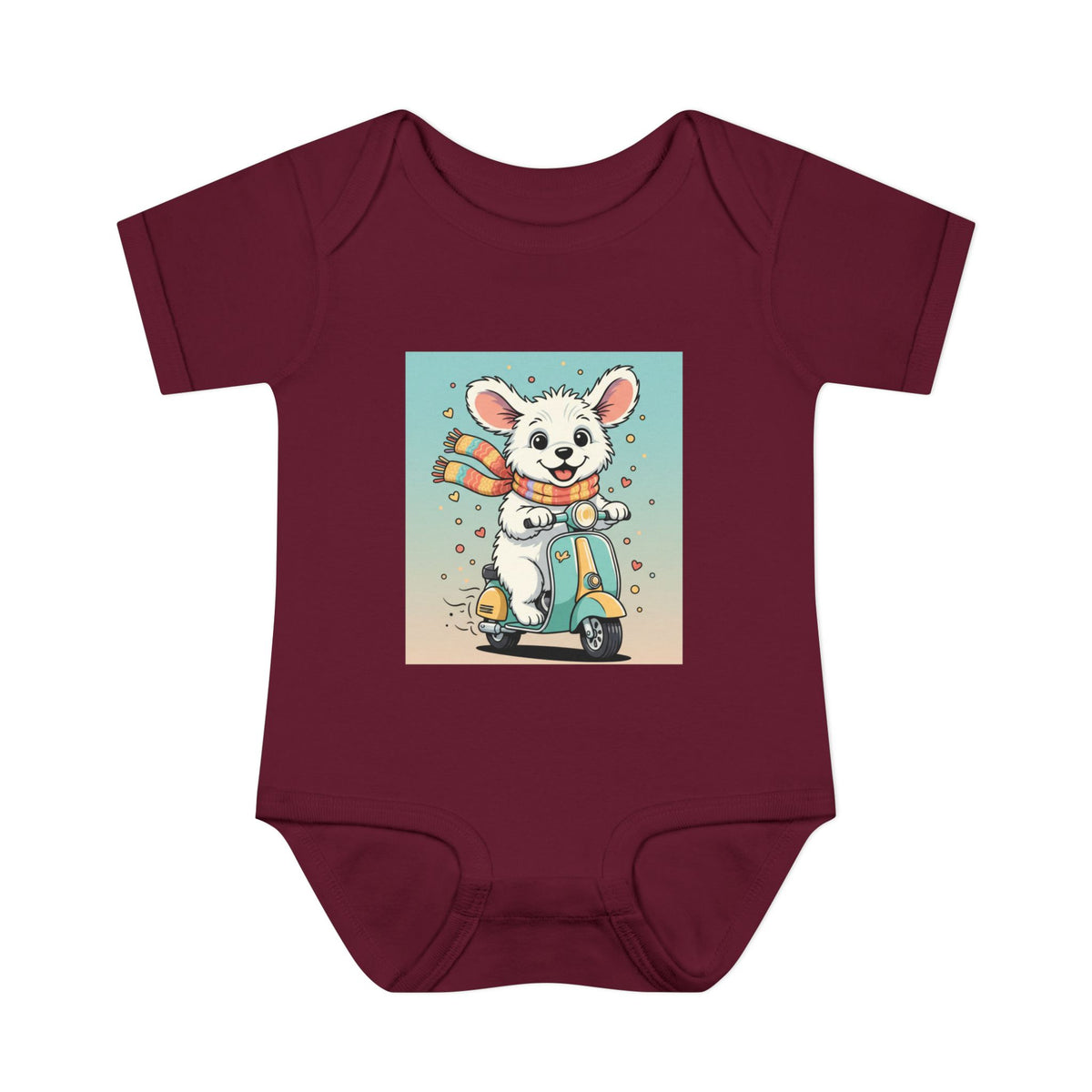 Cute Puppy & his Scooter- Infant Baby Rib Bodysuit- Unisex