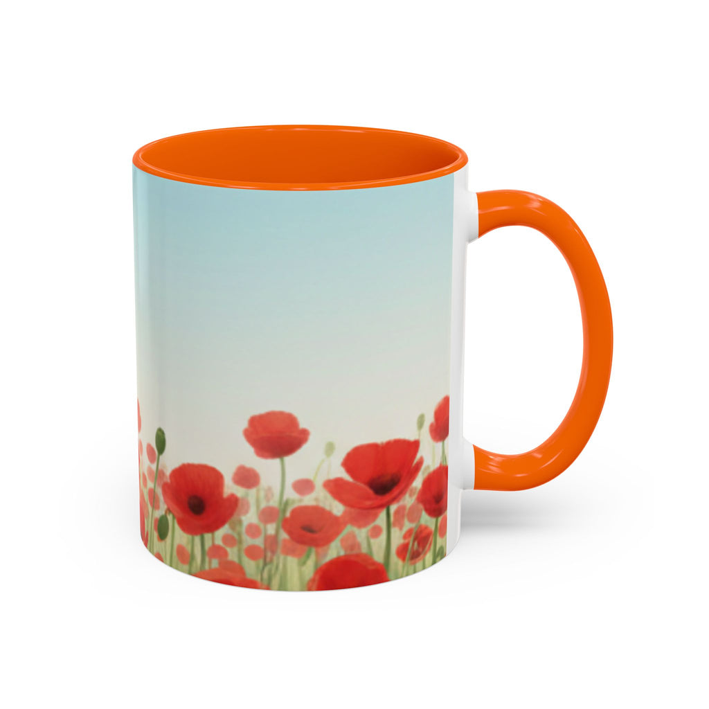 Poppy Field Accent Coffee Mug — Floral 11/15oz Ceramic Morning Cup Bright Uplifting