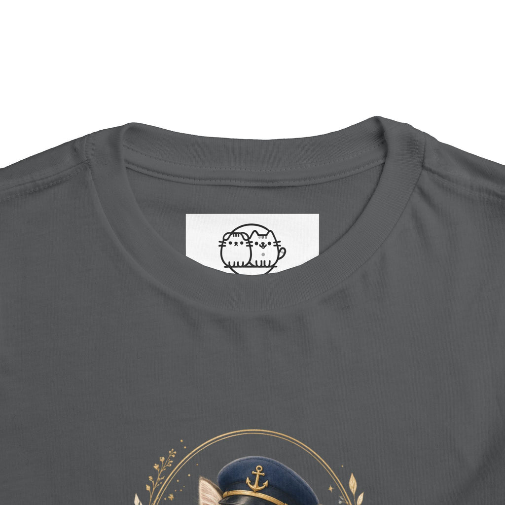 Little Officer Cat toddler tee | kitten captain illustration- Carmen Collection- Bestie Best Luxury Collection