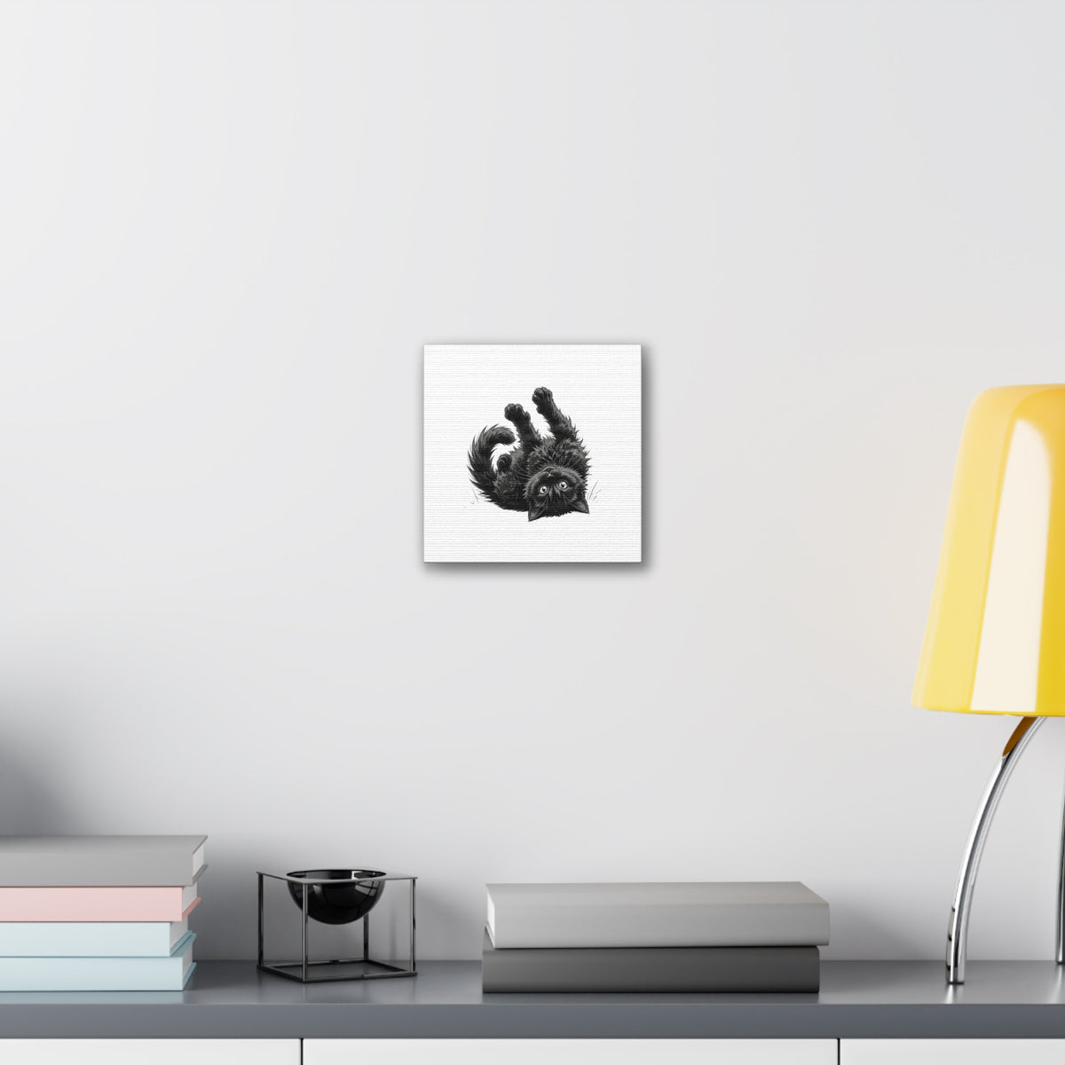 Playful Fluffy Black Kitten Canvas- Twixie Collection- Bestie Best Decor Collection