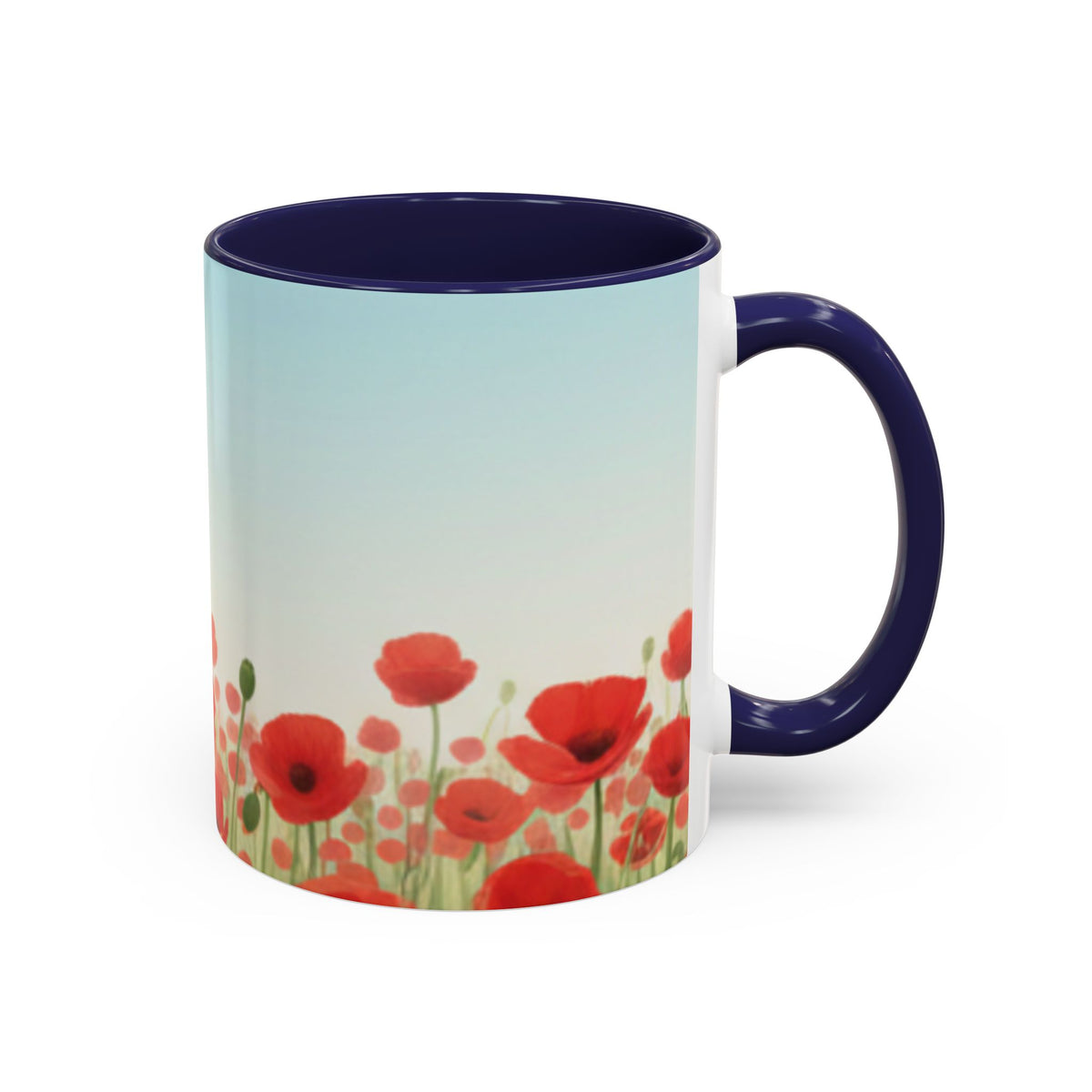 Poppy Field Accent Coffee Mug — Floral 11/15oz Ceramic Morning Cup Bright Uplifting