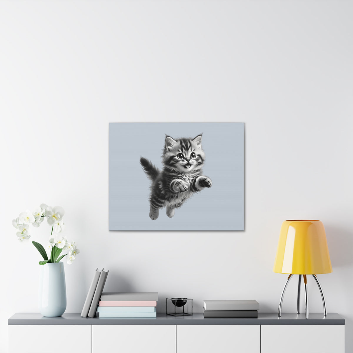 Playful tabby Kitten Canvas- Sage Collection- Bestie Best Decor Collection