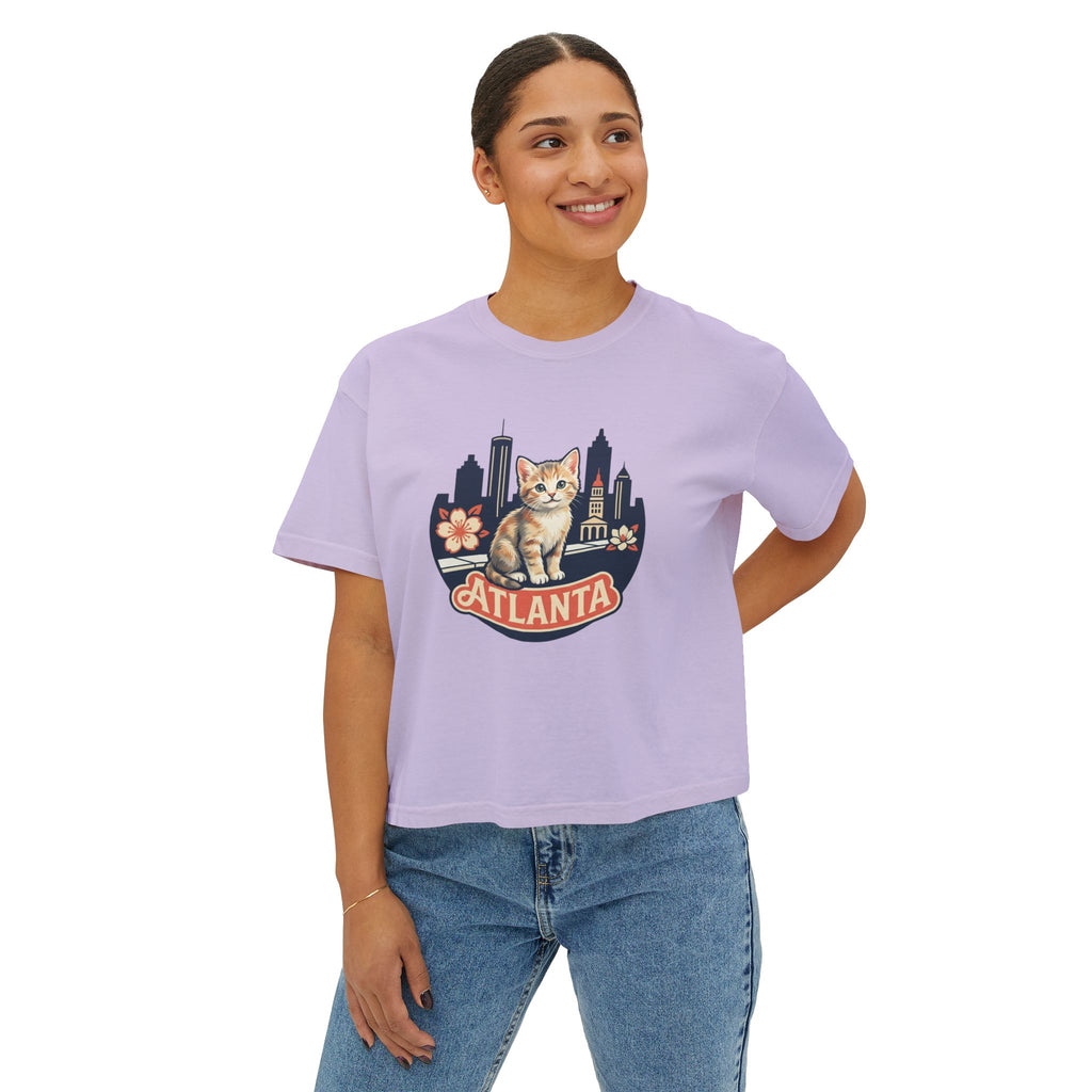 Atlanta Skyline Cat Tee | Peachy Retro City Cat Shirt