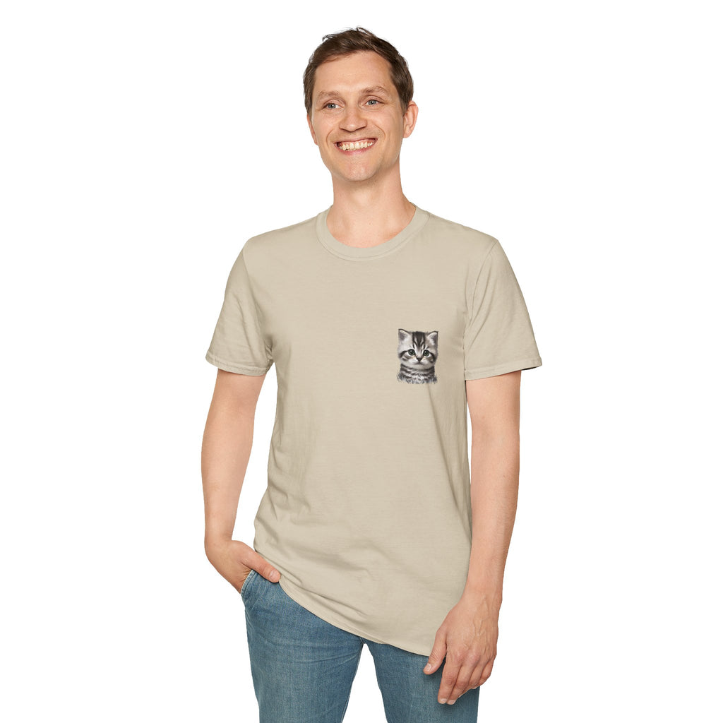Proper Kitten Portrait T-Shirt | Small Chest Pocket Illustration- Bestie Best Collection