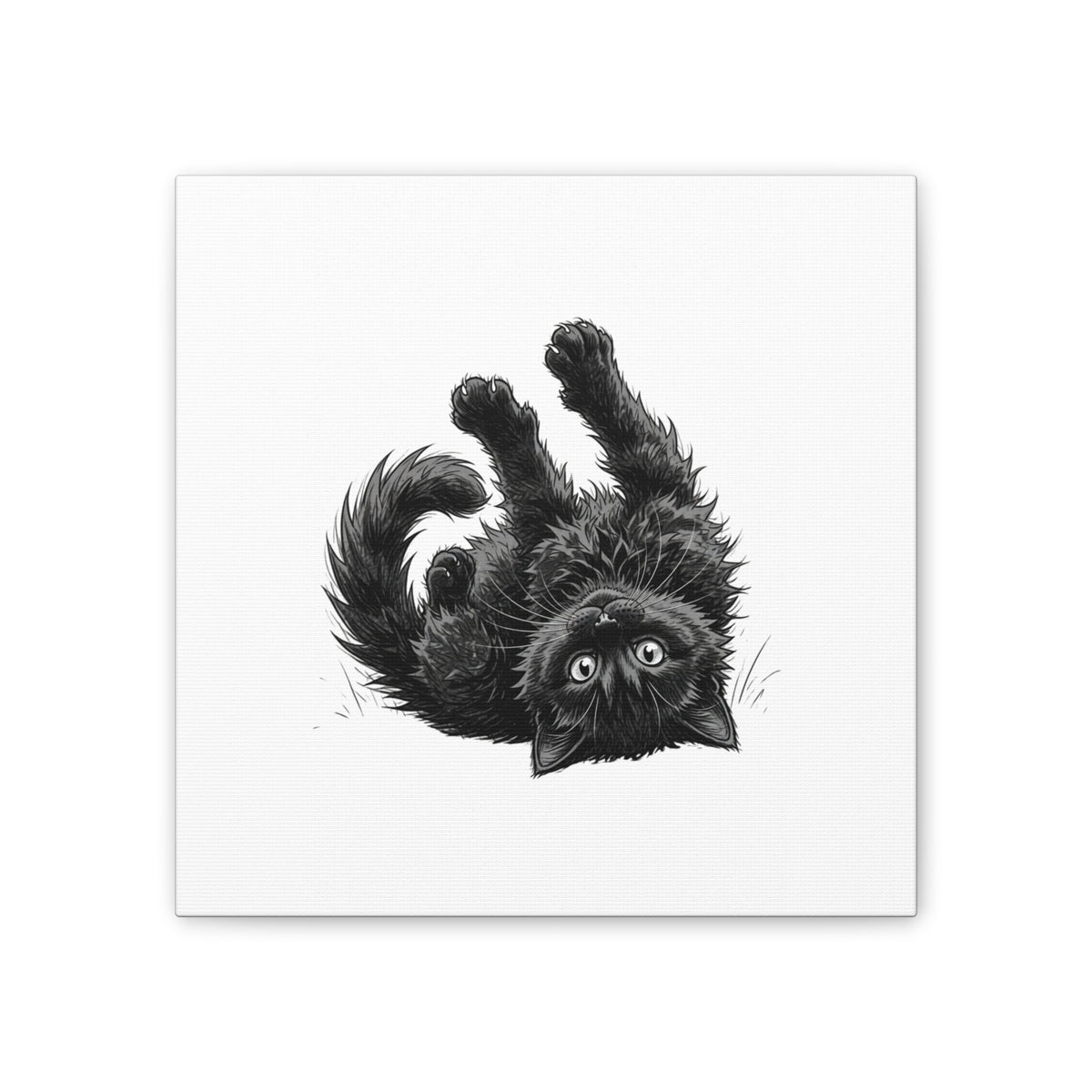 Playful Fluffy Black Kitten Canvas- Twixie Collection- Bestie Best Decor Collection